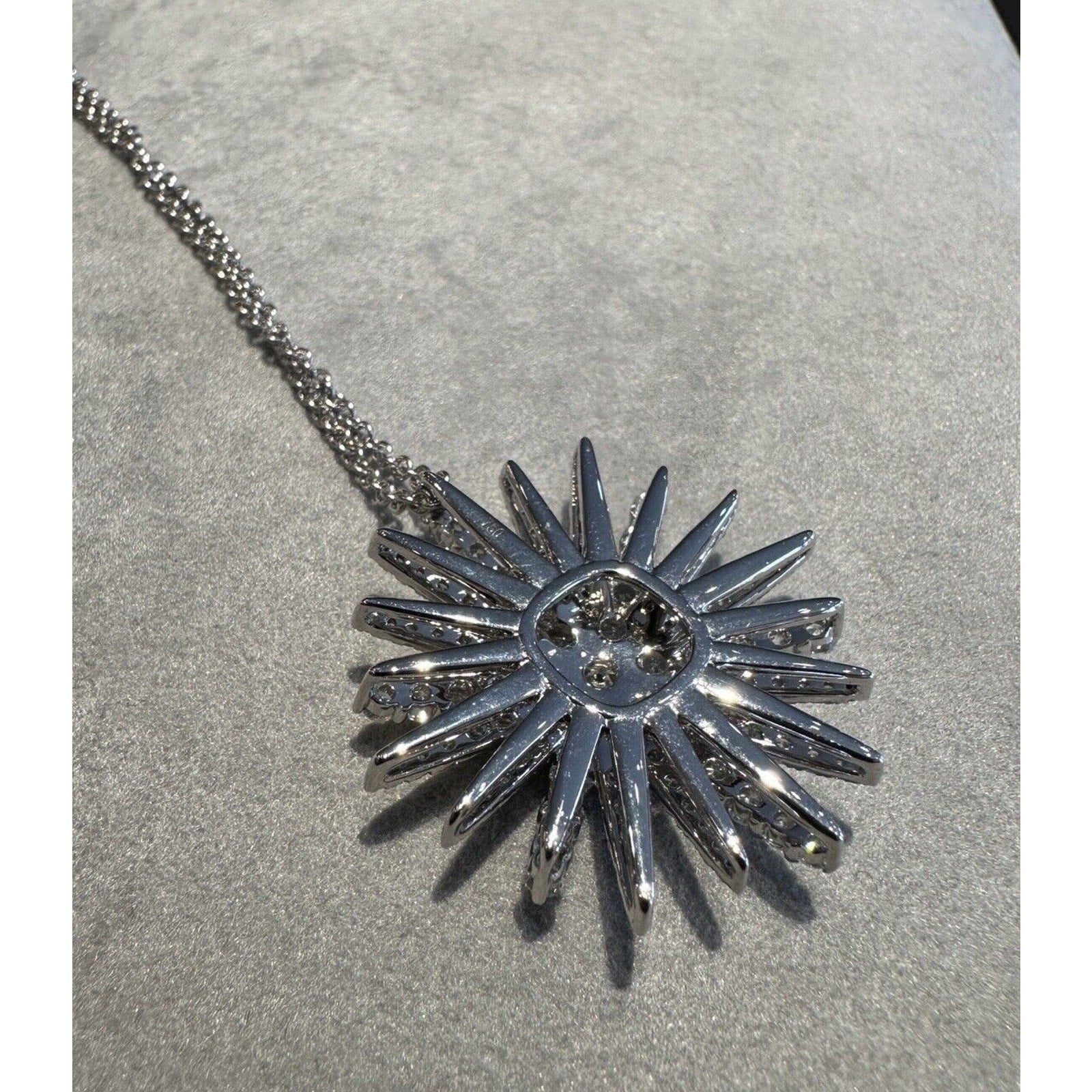 Pave Diamond Starburst Pendant 2.30 carat total weight on Chain in 18k White Gold