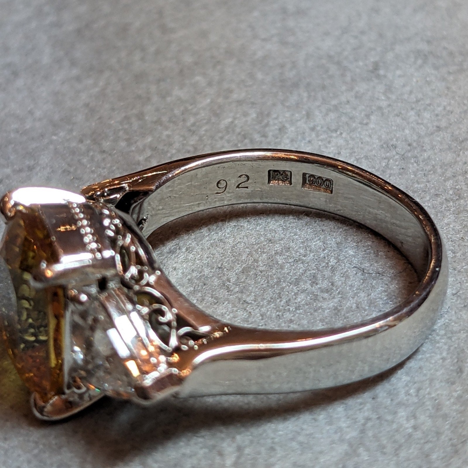 GIA 6.50cts Cushion Yellow Sapphire & Diamond 3-Stone Ring in Platinum