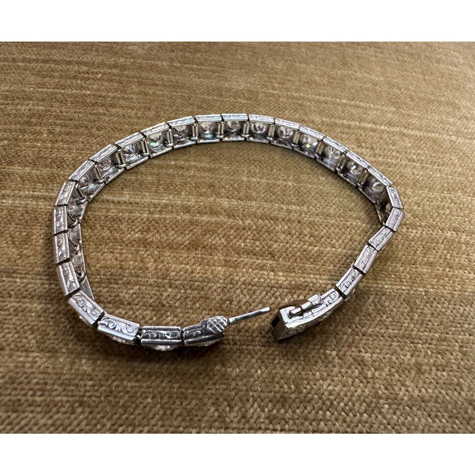 Vintage Old Cut Diamond Square Set Line Bracelet 7.00 cttw in Platinum