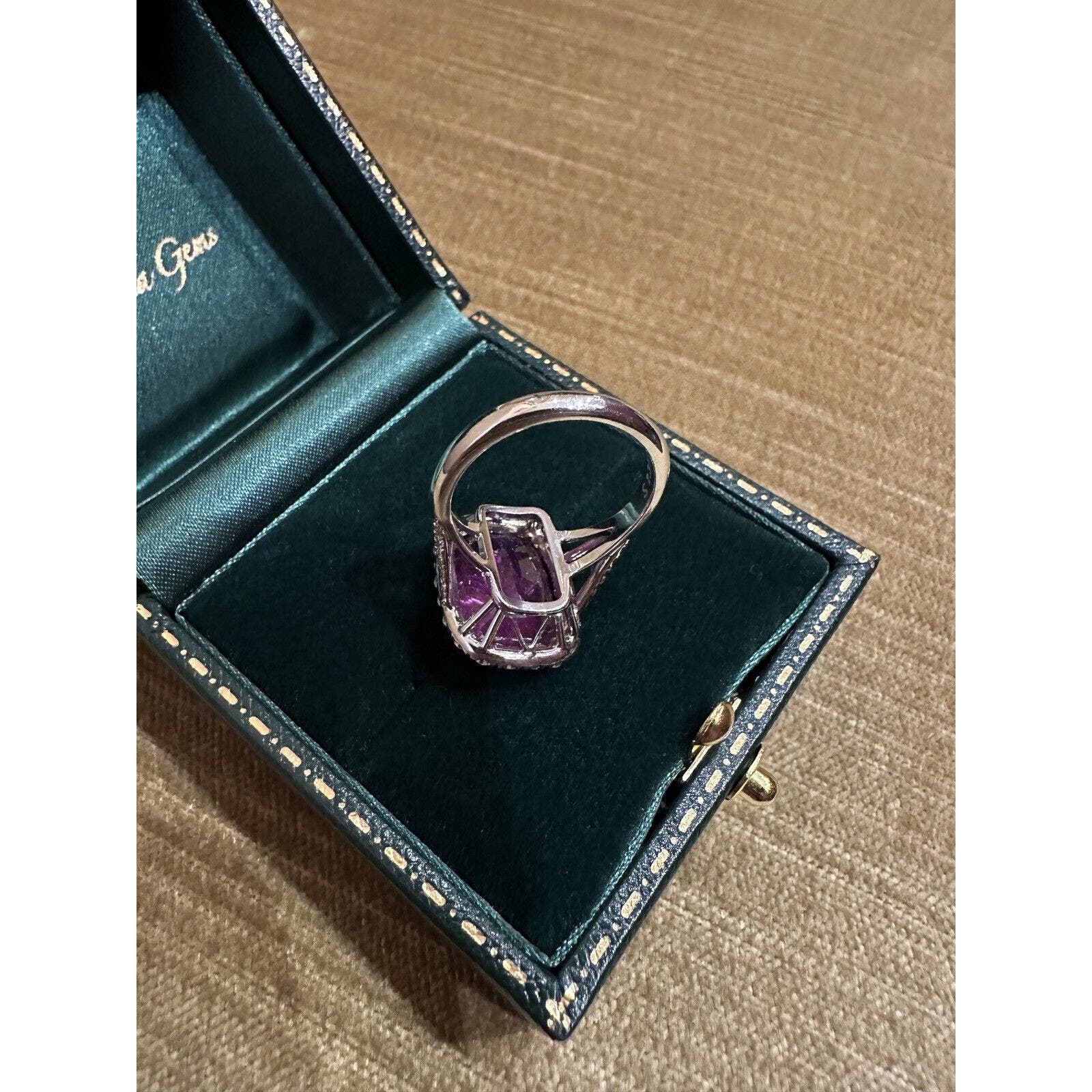 GIA 7.35 ct Natural Unheated Pink Sapphire and Diamond Ring in Platinum-HM2406SS
