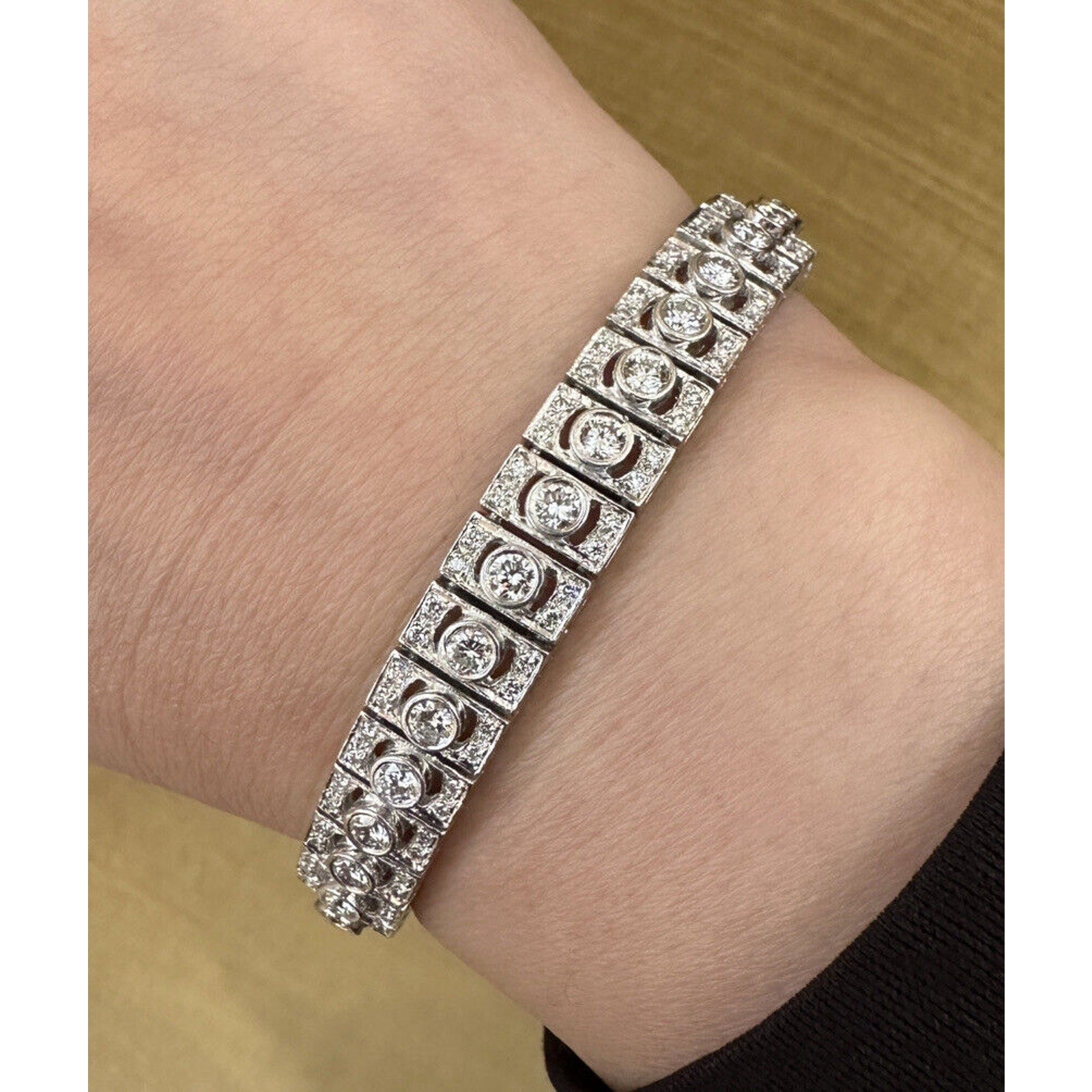 Vintage Diamond Link Bracelet 6.00cts in Platinum - HM2449EB