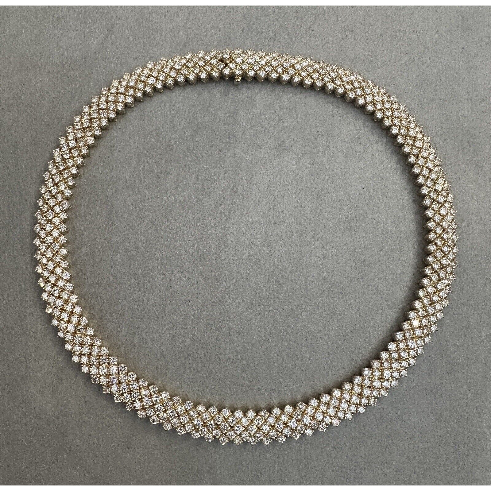 5 Row Round Diamond Choker Necklace 28.17 cttw in 18k Yellow Gold - HM2572GA