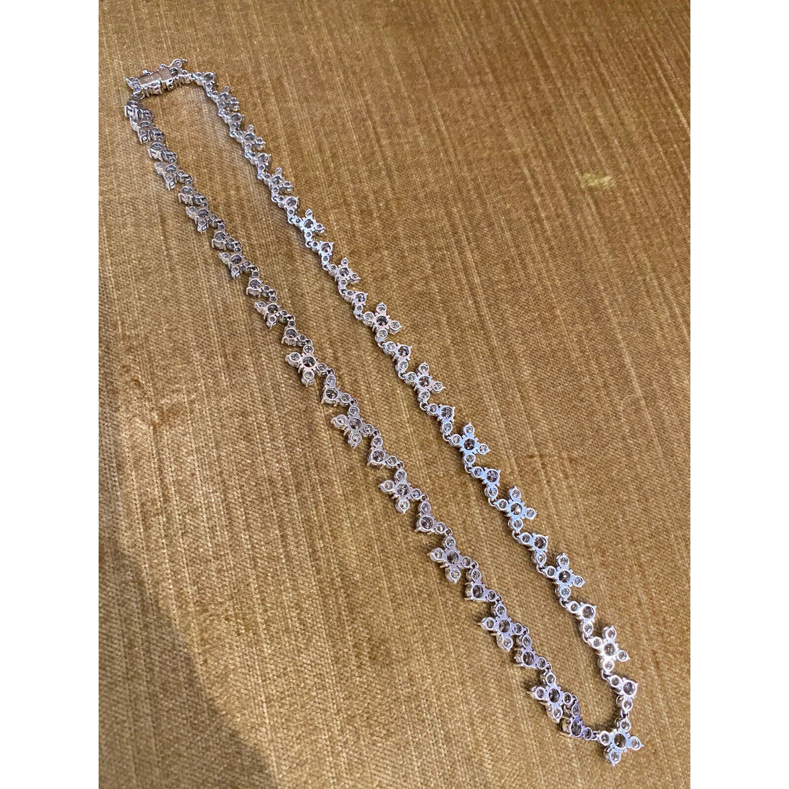 24.61 ct Champagne & White Diamond Tennis Necklace in 18k White Gold -HM2293IE
