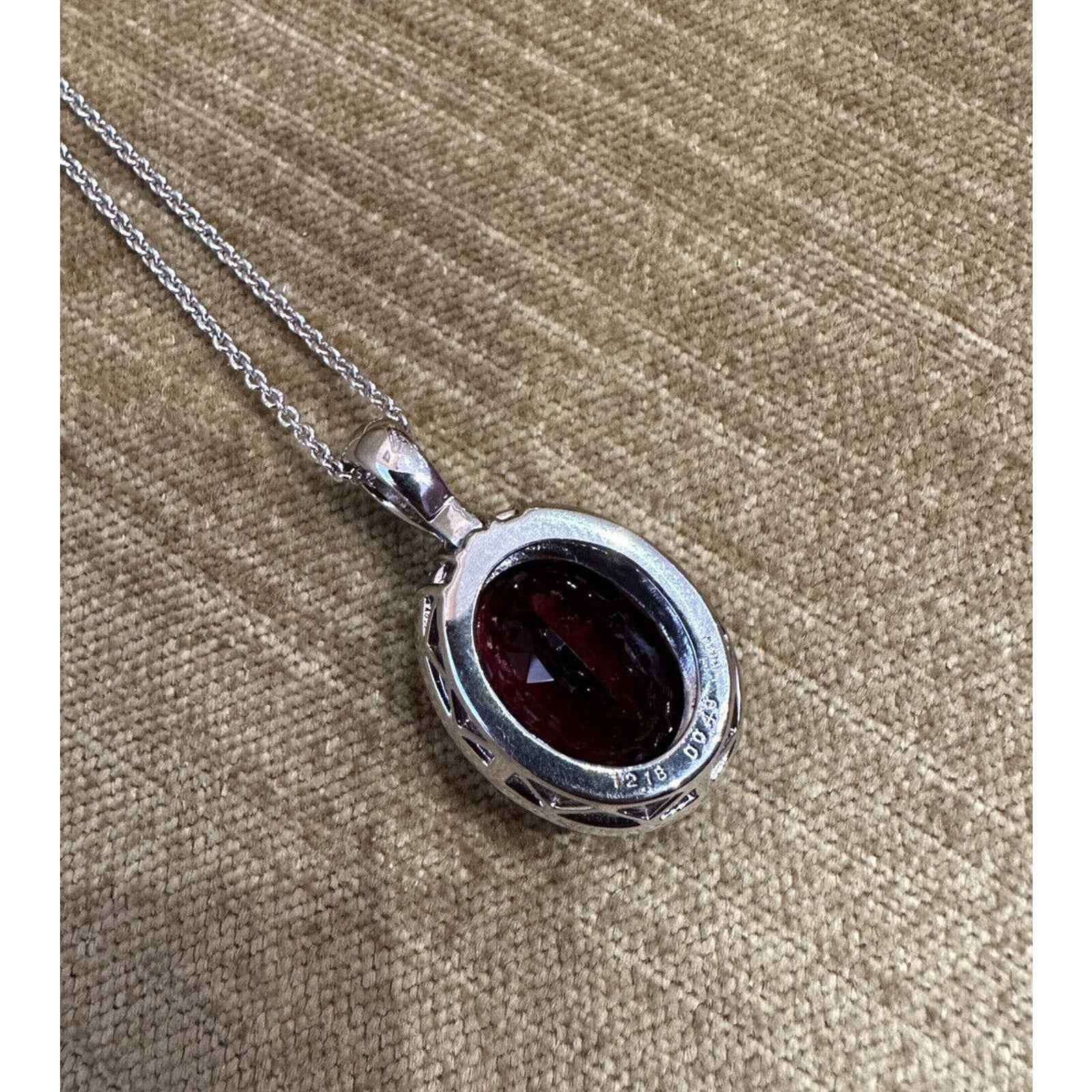 GIA Oval Rubellite Tourmaline 12.18 ct Pendant with Diamonds in Platinum-HM2367B