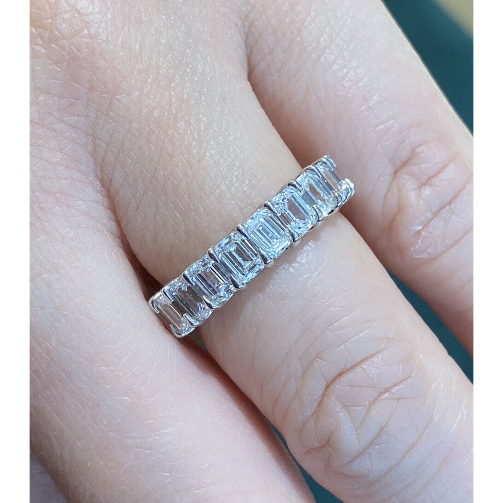 5.12 ctw Emerald Cut Diamond Eternity Band Ring in Platinum 5mm 6.25- HM2347E