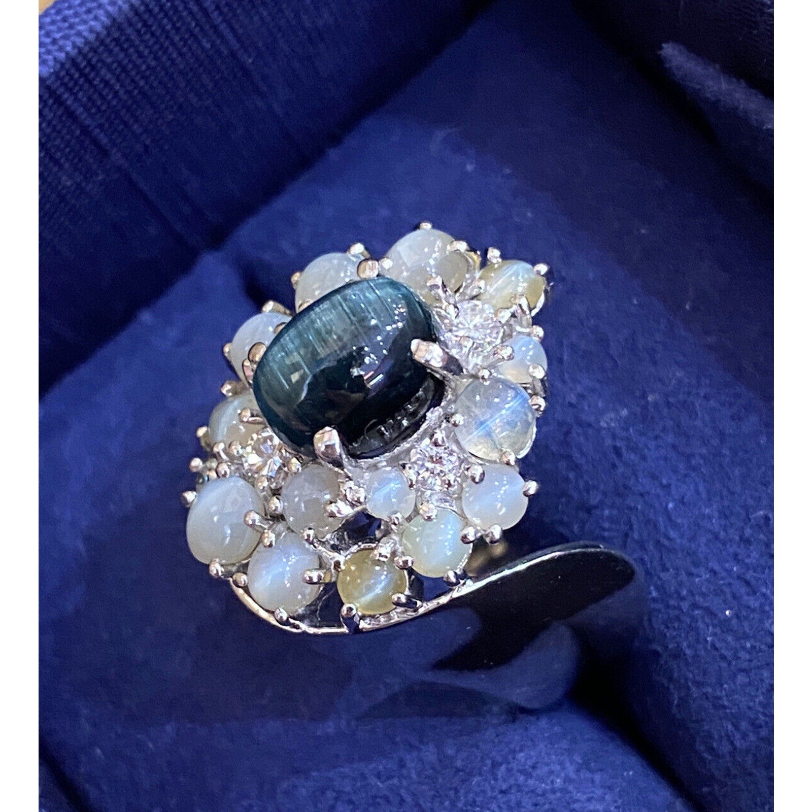 Cats Eye Tourmaline and Chrysoberyl Ring in Platinum