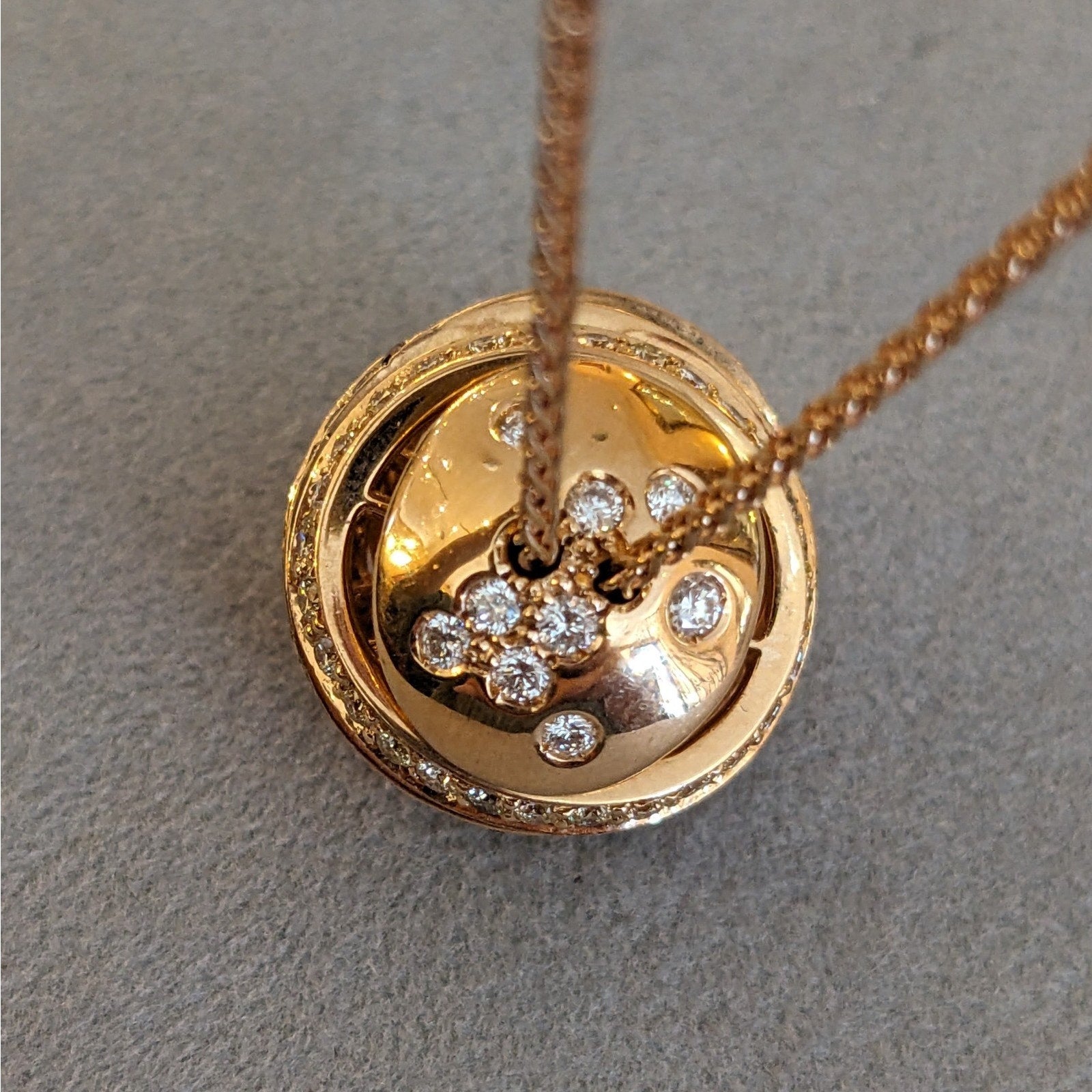 iO Si Italy Diamond Bauble Pendant Necklace in 18k Rose Gold
