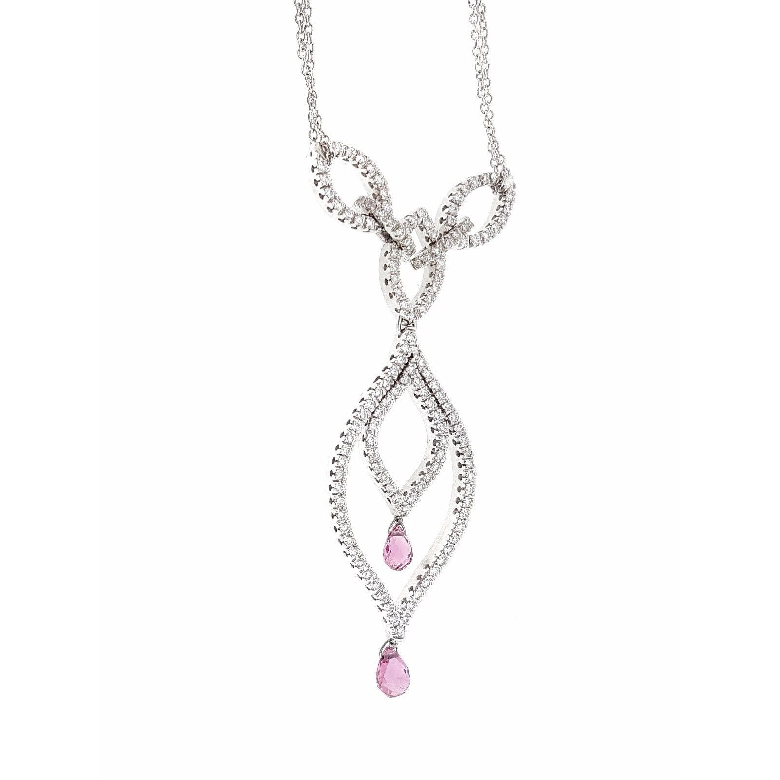 Piero Milano Sapphire and ds Diamond Drop Necklace 18k White Gold