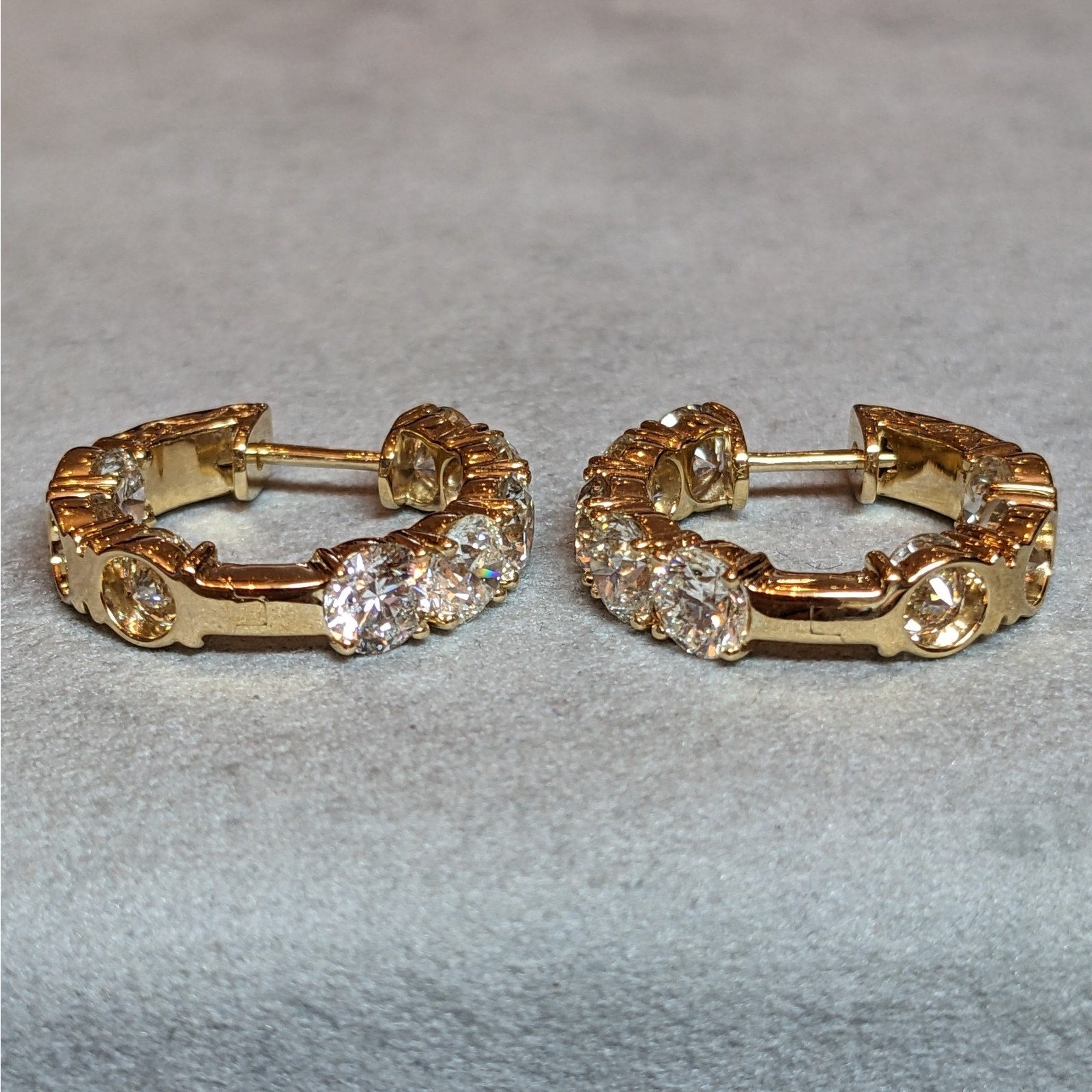 Natural Diamond 8.10 ct Inside Out Hoop Earrings in 18k Yellow Gold