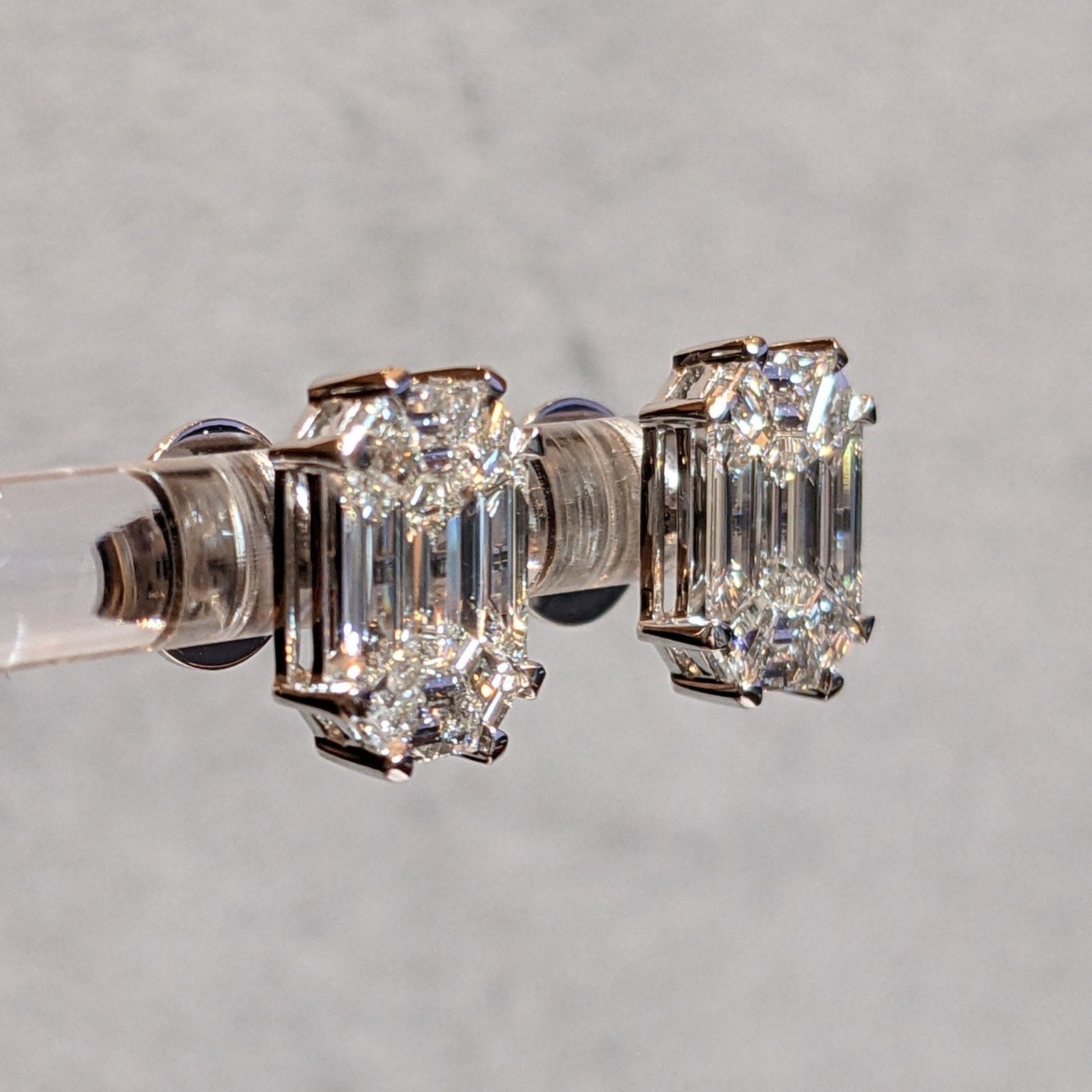 Illusion set Natural Diamond Stud Earrings 1.68cttw in 18k White Gold