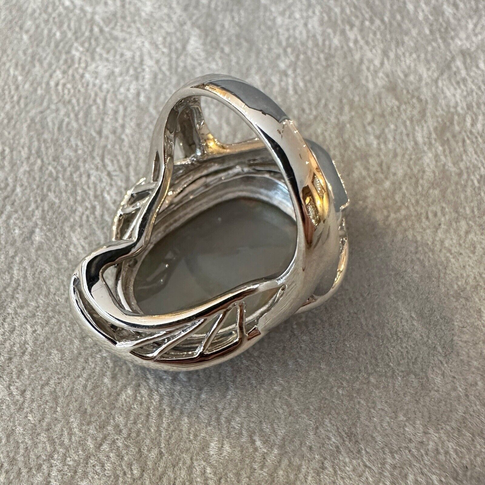Large Natural Opal 6.81 ct & Diamond Ring in Platinum