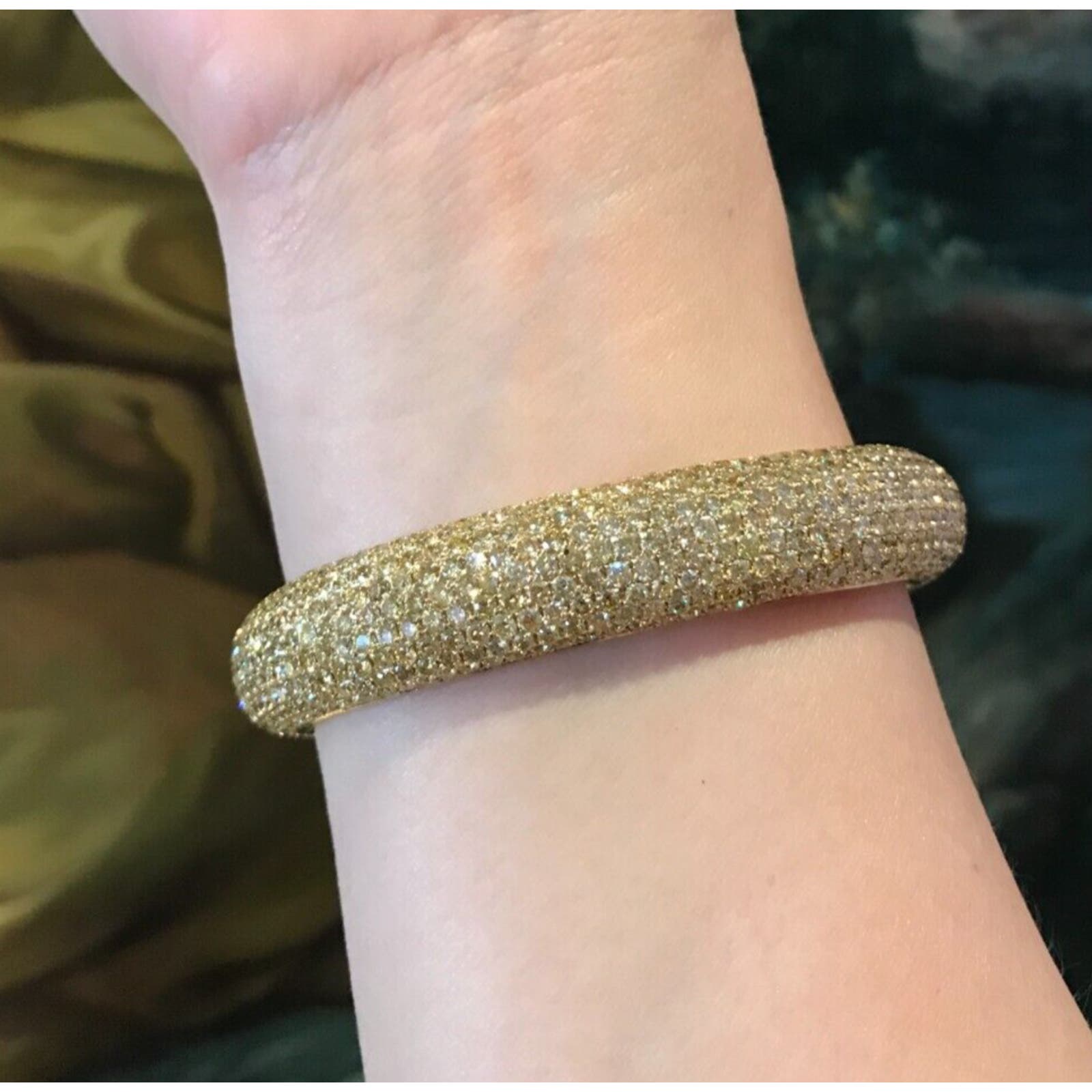Wide Yellow Diamond Pave Eternity Bracelet 24.36 cttw in 18k Yellow Gold-HM1850A