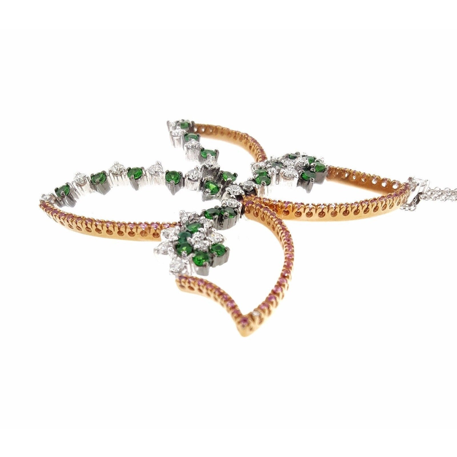 Piero Milano Pink Sapphire and Diamond Butterfly Necklace 18k Gold