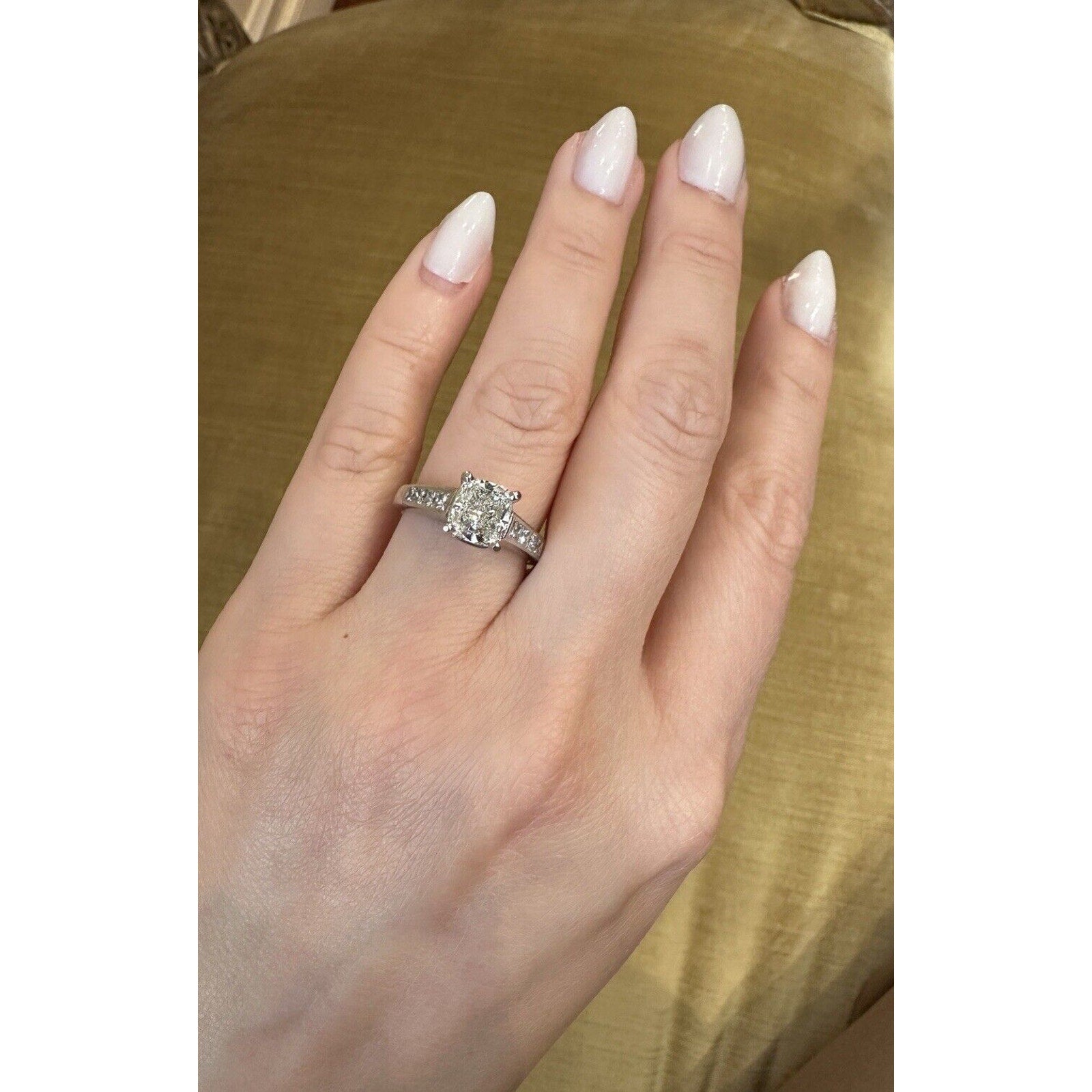 GIA 2.00 ct Natural Cushion Cut Diamond Ring J-SI1 in 14k White Gold - HM2571EE