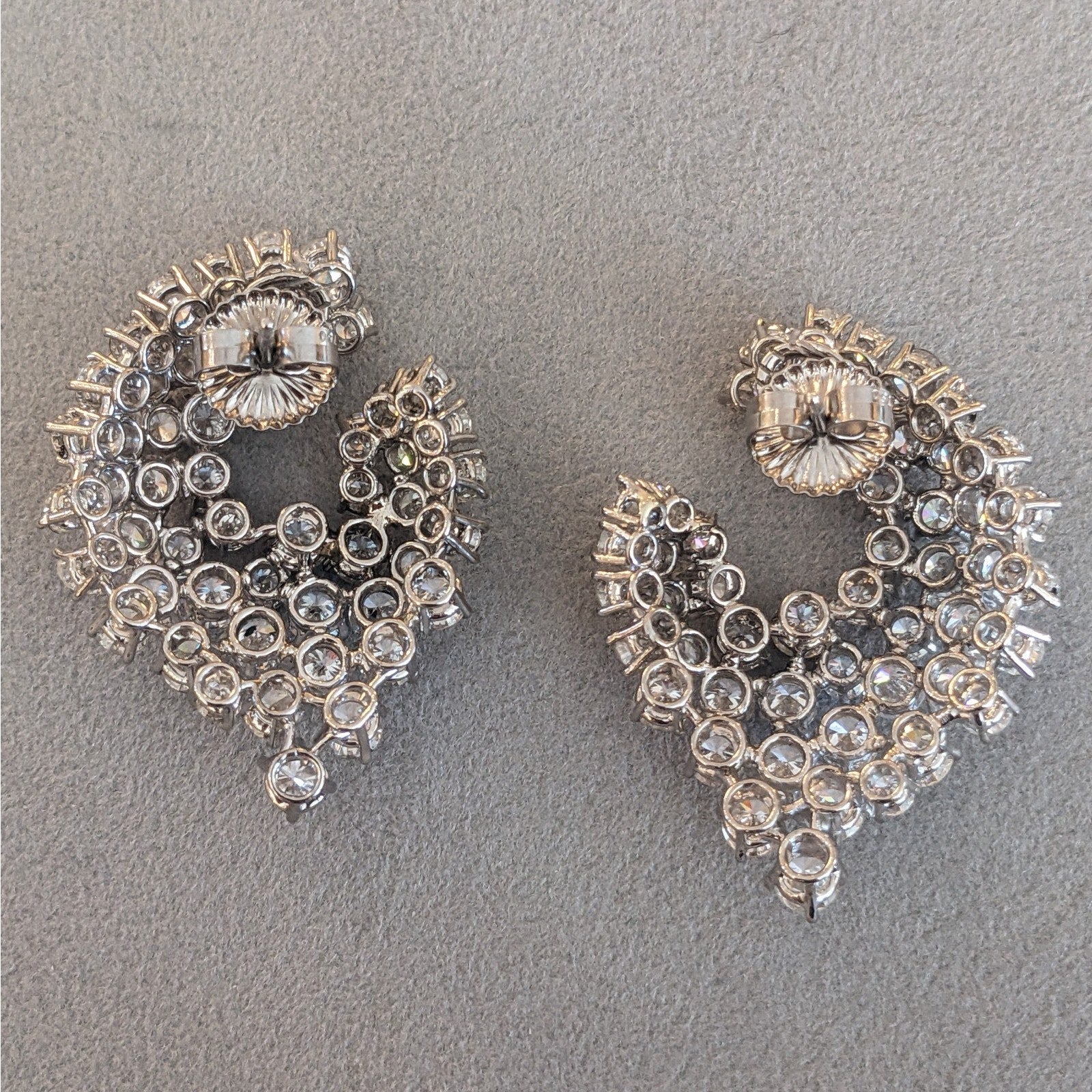 Vintage French Round Diamond Swirl Earrings 15.00 cttw in Platinum