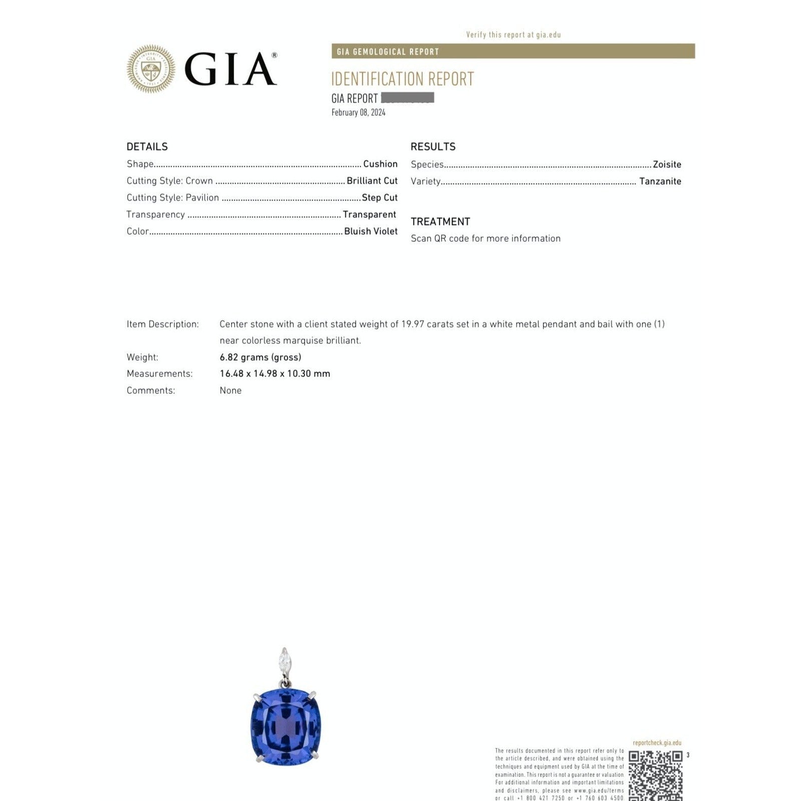 GIA 19.97 carat Cushion Tanzanite Ring with Diamond Halo in Platinum