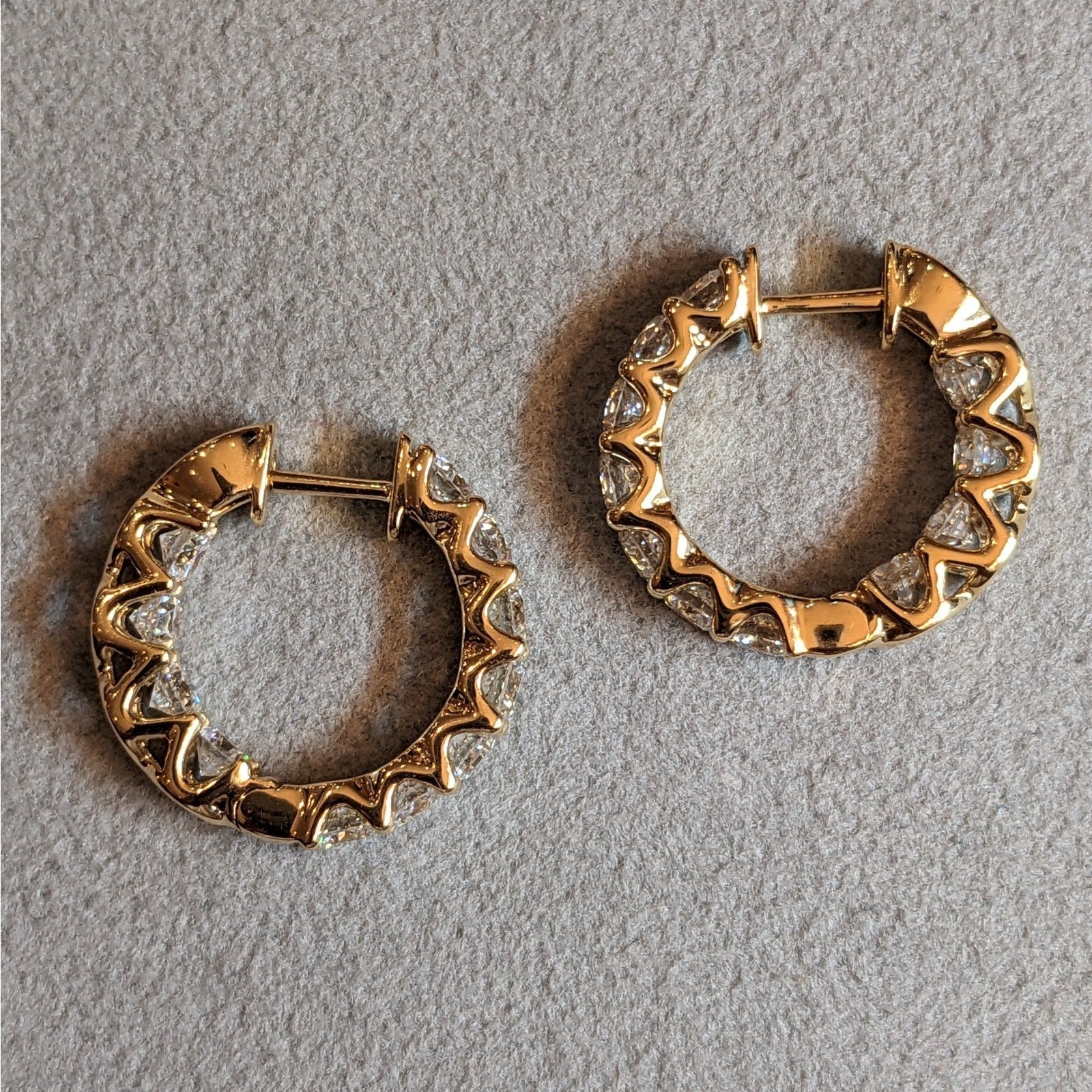 3.37cttw Round Diamond Inside Out Hoop Earrings in 18k Yellow Gold