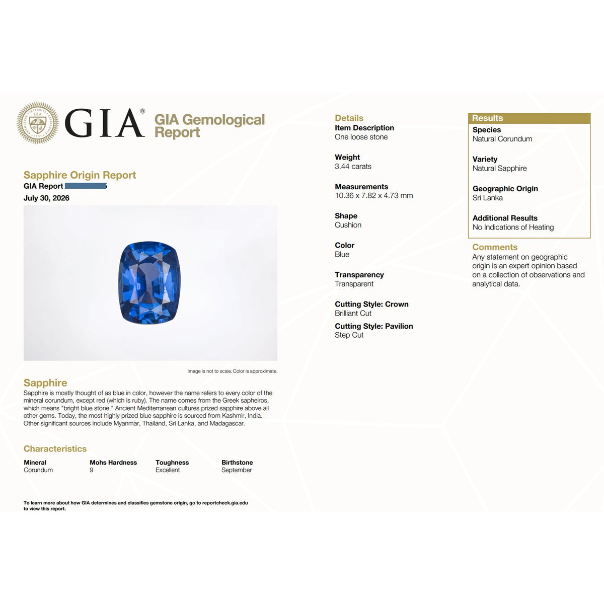 GIA Unheated 3.44 ct Natural Sapphire Ring with Diamonds in Platinum