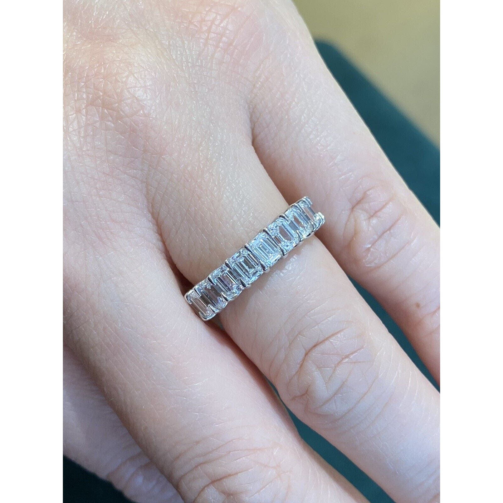 5.12 ctw Emerald Cut Diamond Eternity Band Ring in Platinum 5mm 6.25- HM2347E