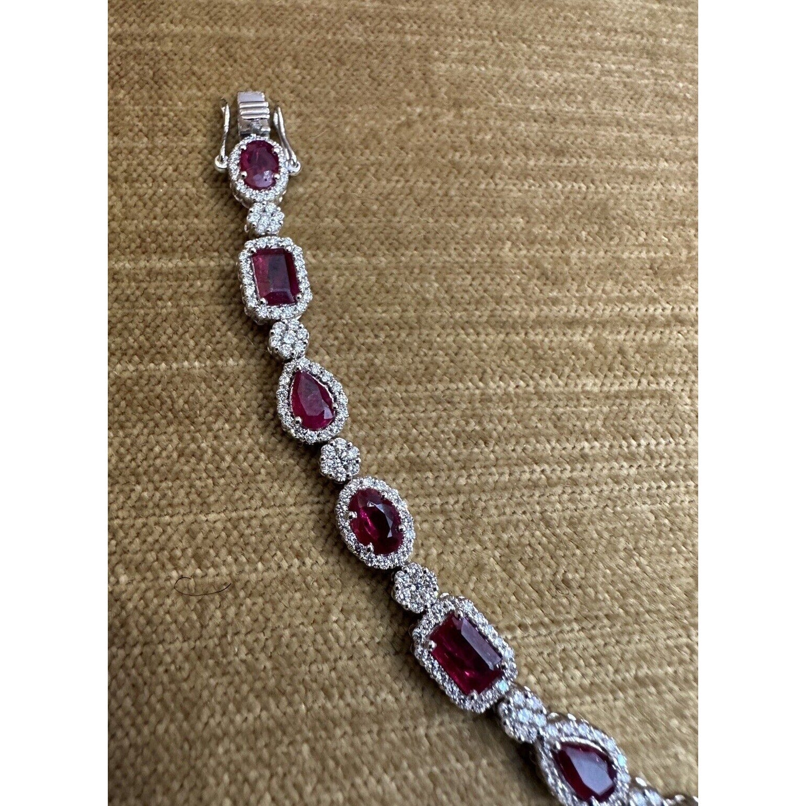 Ruby and Diamond Link Bracelet 7.65 cttw in 18k White Gold - HM2538Z