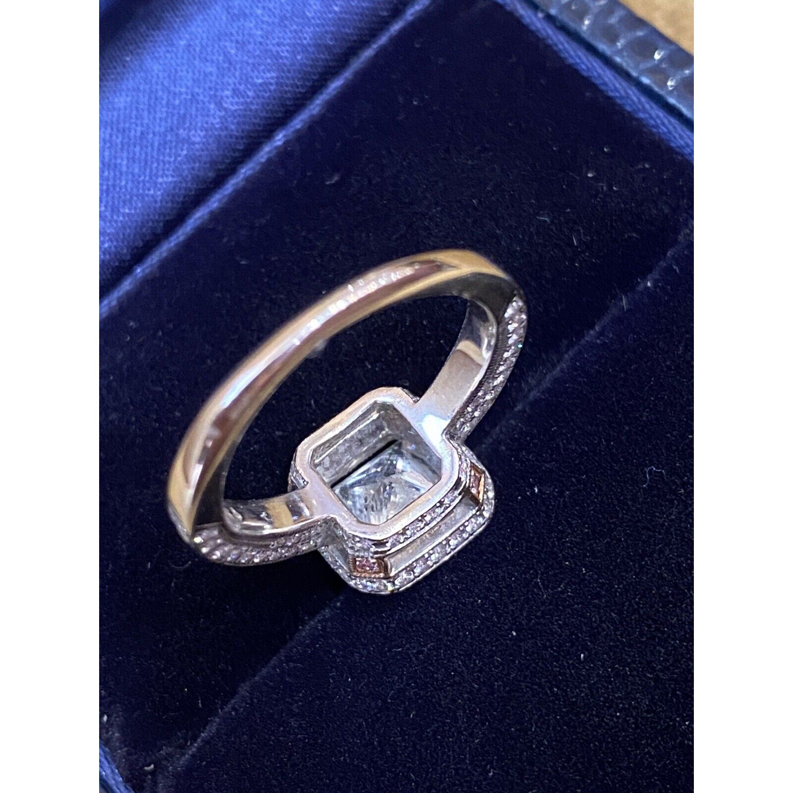 GIA 1.00 ct Princess cut Halo Diamond Ring in 18k White Gold - HM1921B