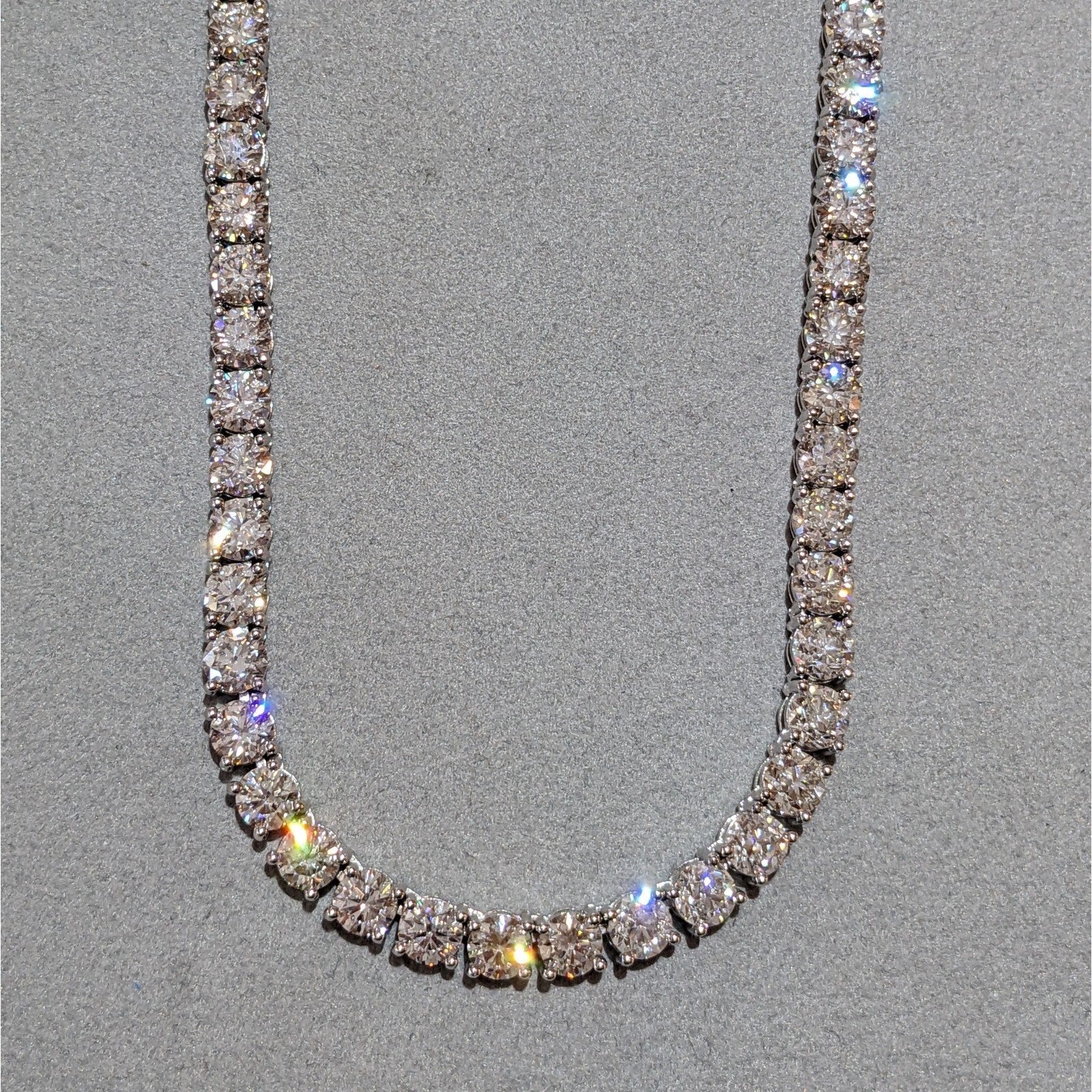 37.70 ctw Natural Diamond Tennis Necklace 17.5 inch in 18k White Gold