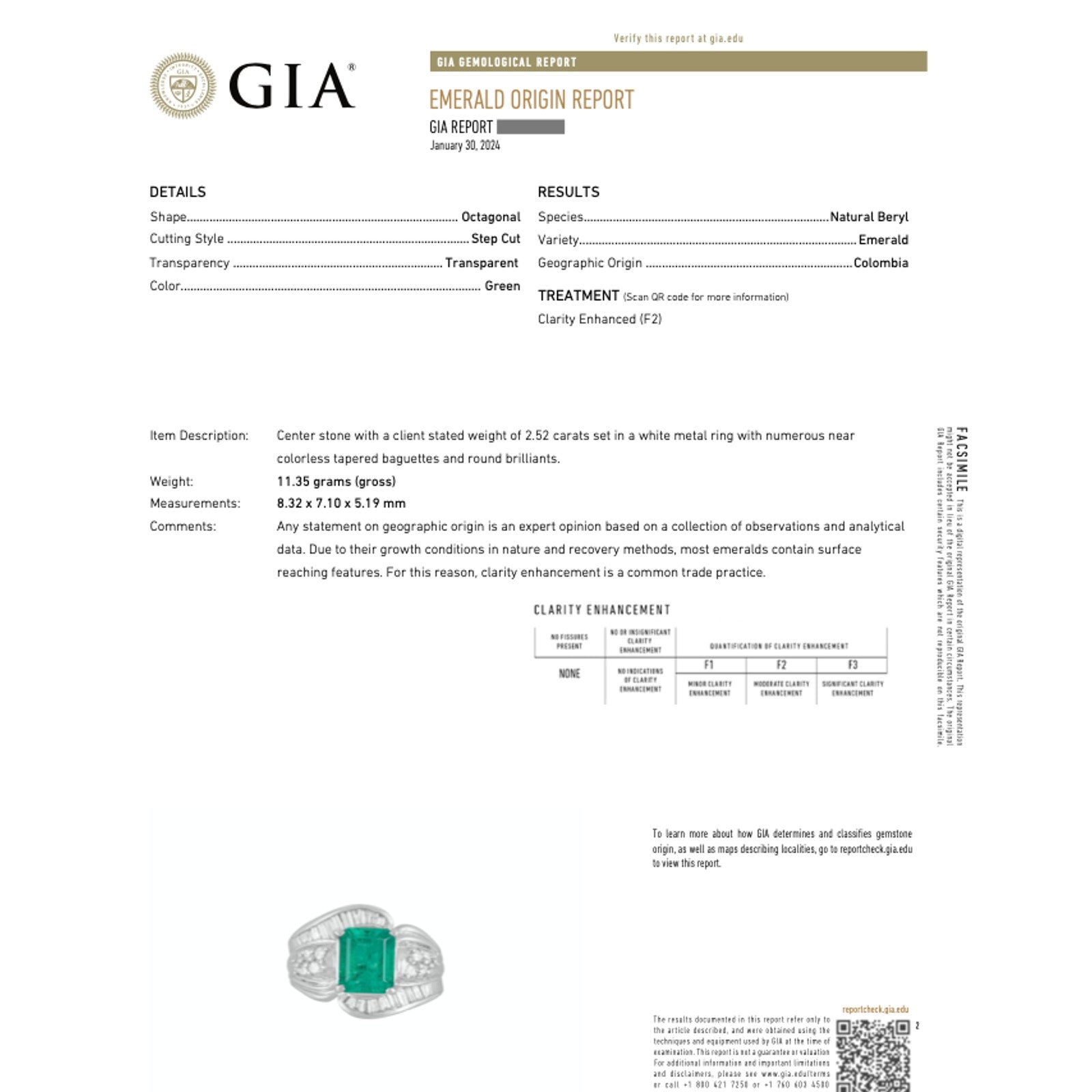 GIA Certified 2.52 ct Colombian Emerald and Diamond Ring in Platinum