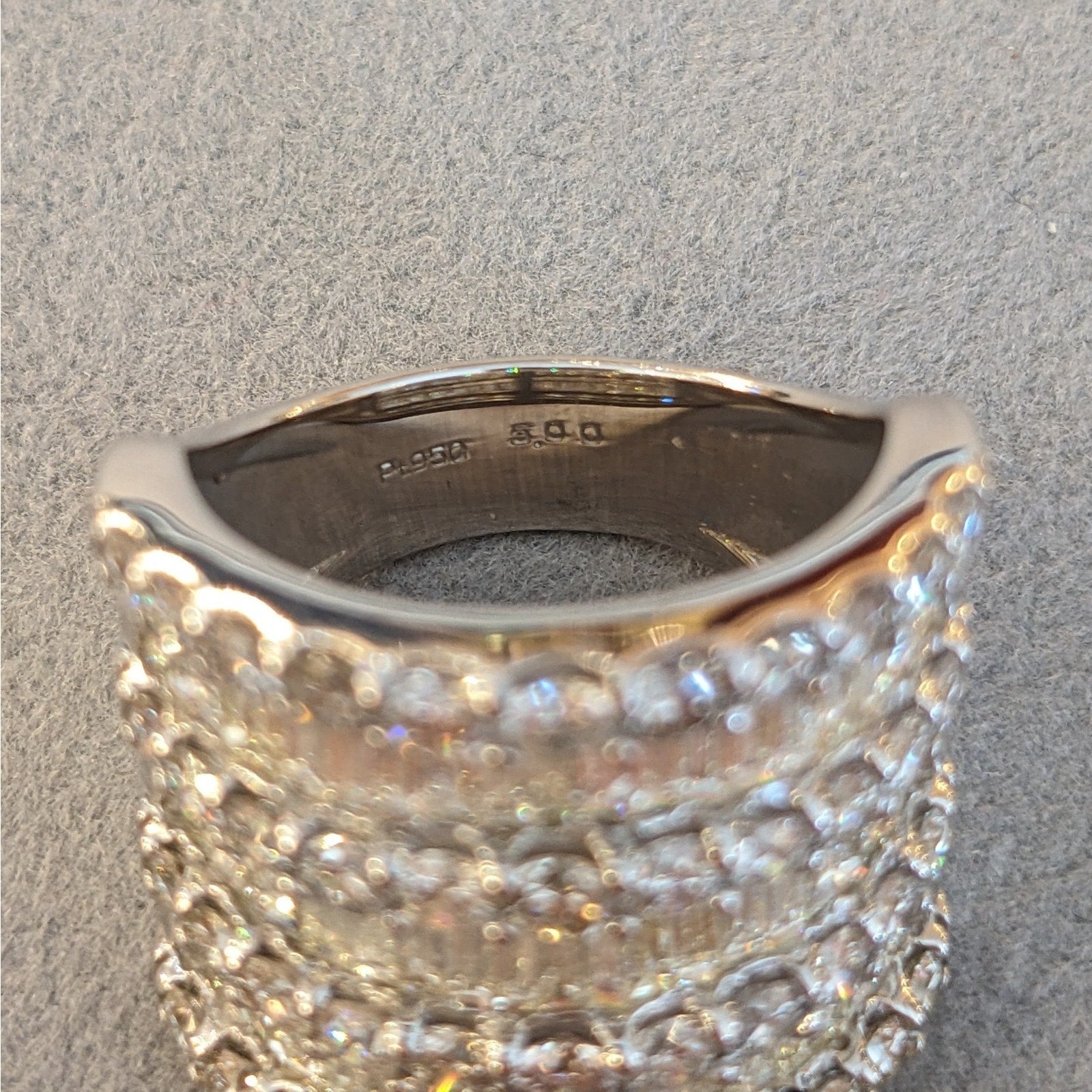 Round and Baguette Diamond Wide Band Ring 5.00 cttw in Platinum