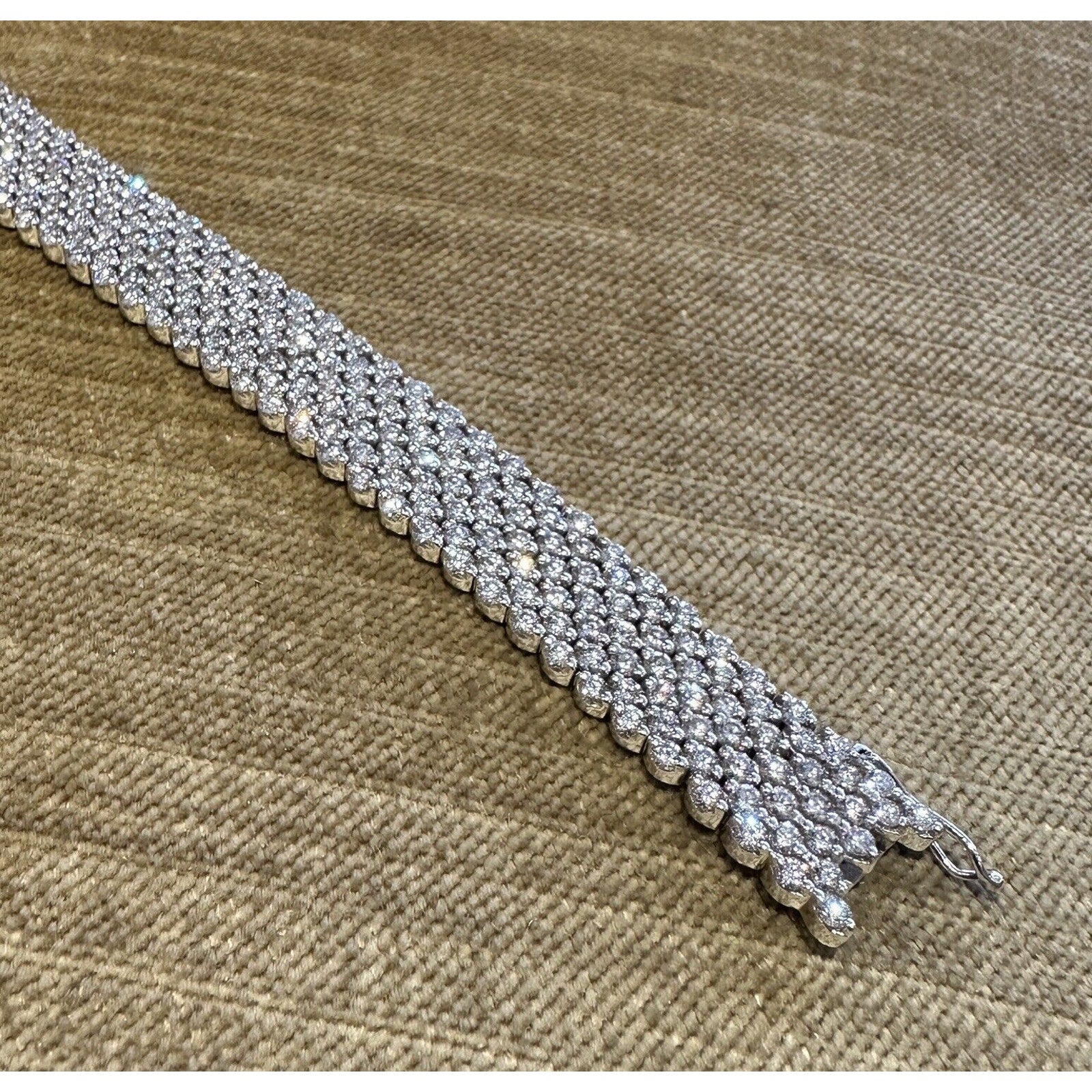 7 Row Natural Diamond Bracelet 10.50 ct in 18k White Gold