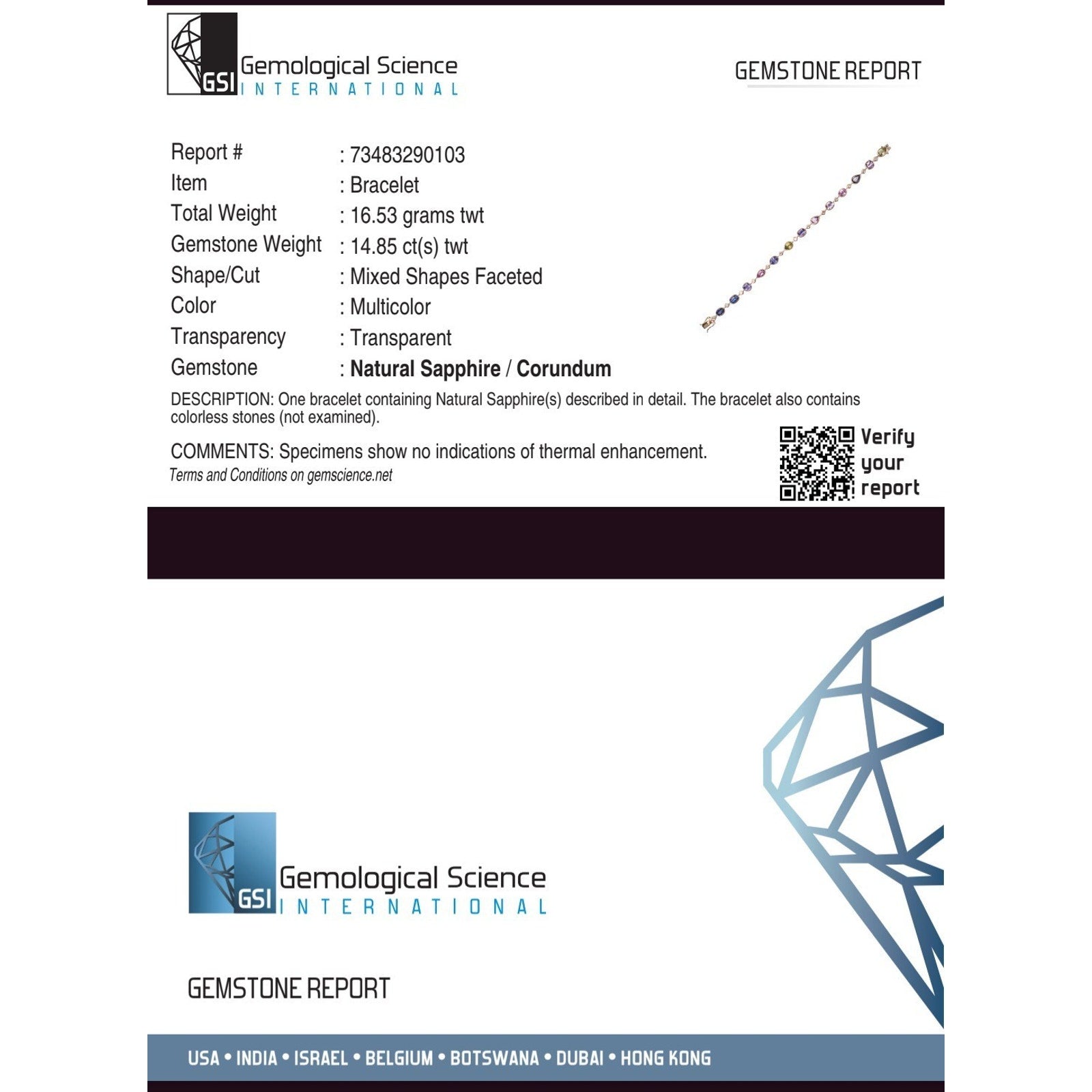 No Heat Multicolor Sapphire & Diamond Bracelet in 14k Rose Gold