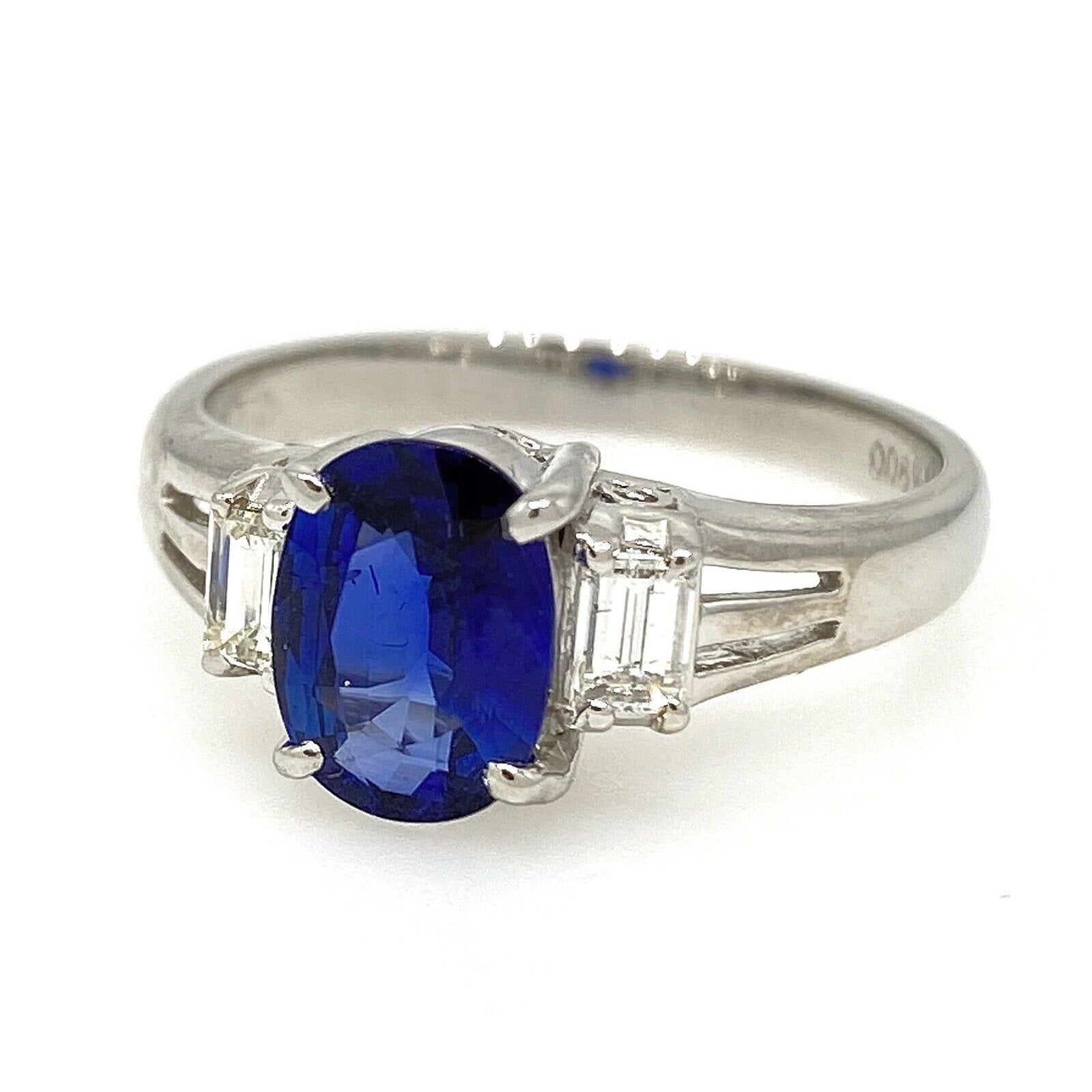 1.17 carat Oval Sapphire and Diamond Three Stone Ring in Platinum