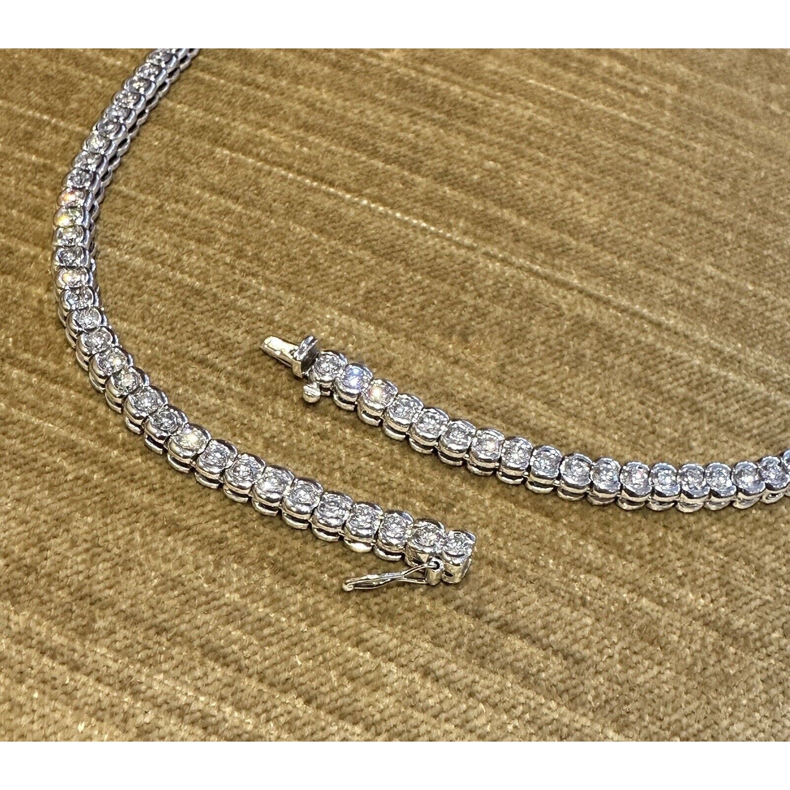 Natural Round Diamond Tennis Necklace 10.00 carat total weight in 18k White Gold
