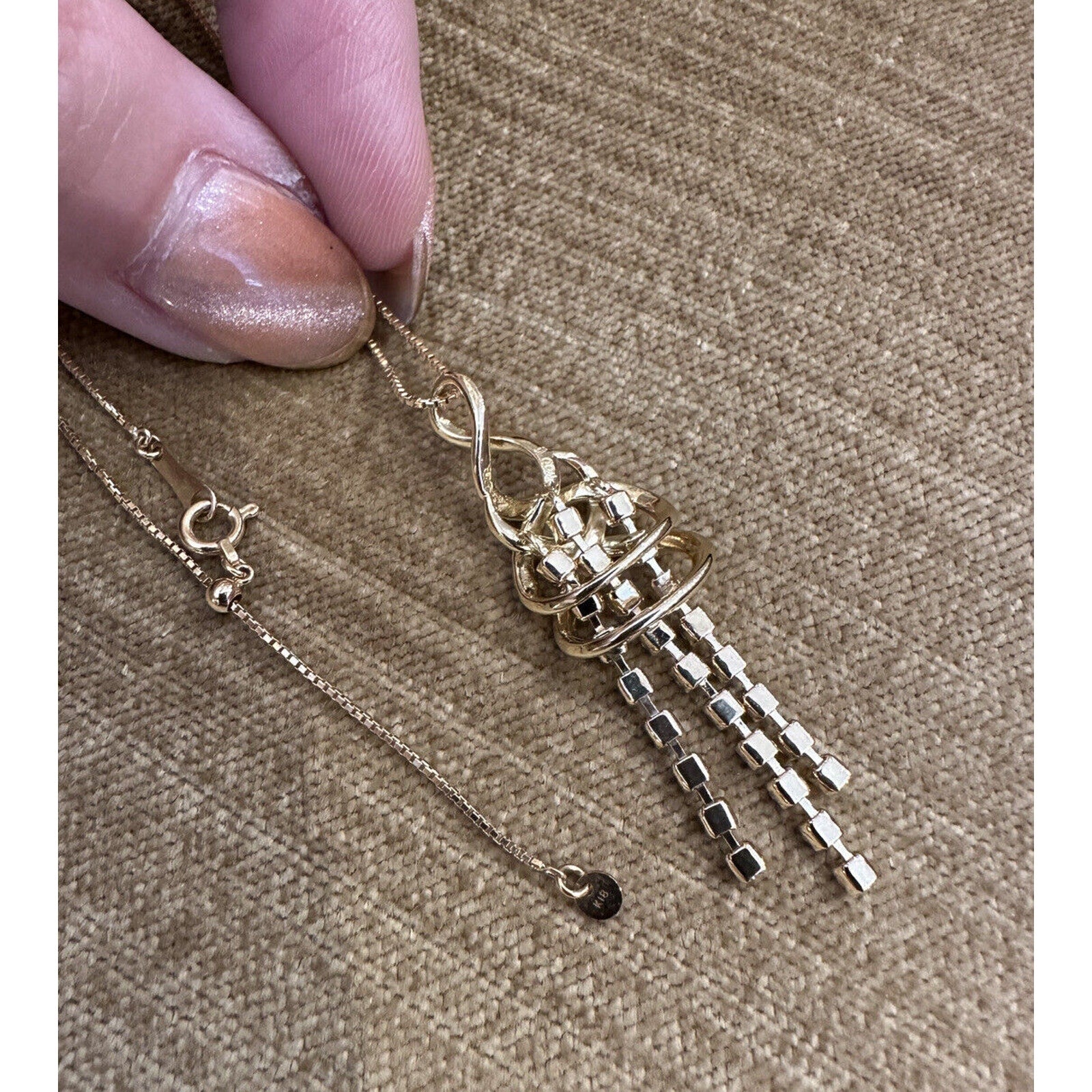 1.00 ct. Cascade Drop Diamond Pendant on Chain in 18k Yellow Gold