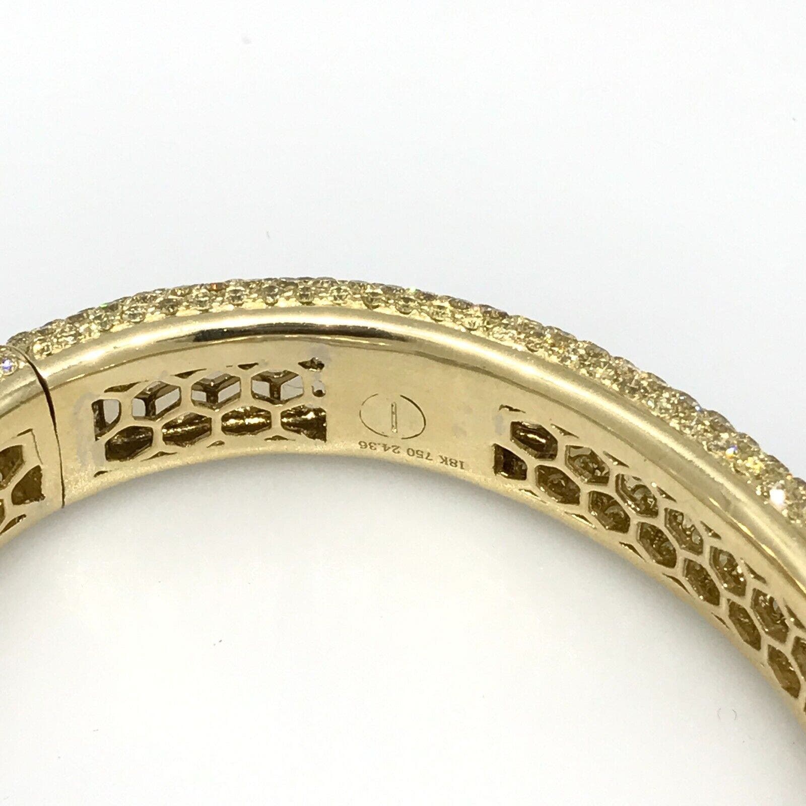 Wide Yellow Diamond Pave Eternity Bracelet 24.36 cttw in 18k Yellow Gold-HM1850A