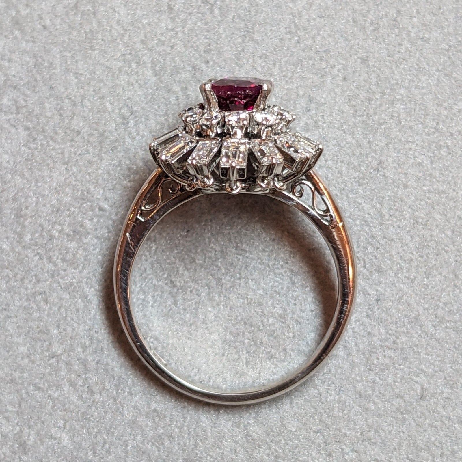 Certified Natural Unheated Ruby and Diamond Ring in Platinum