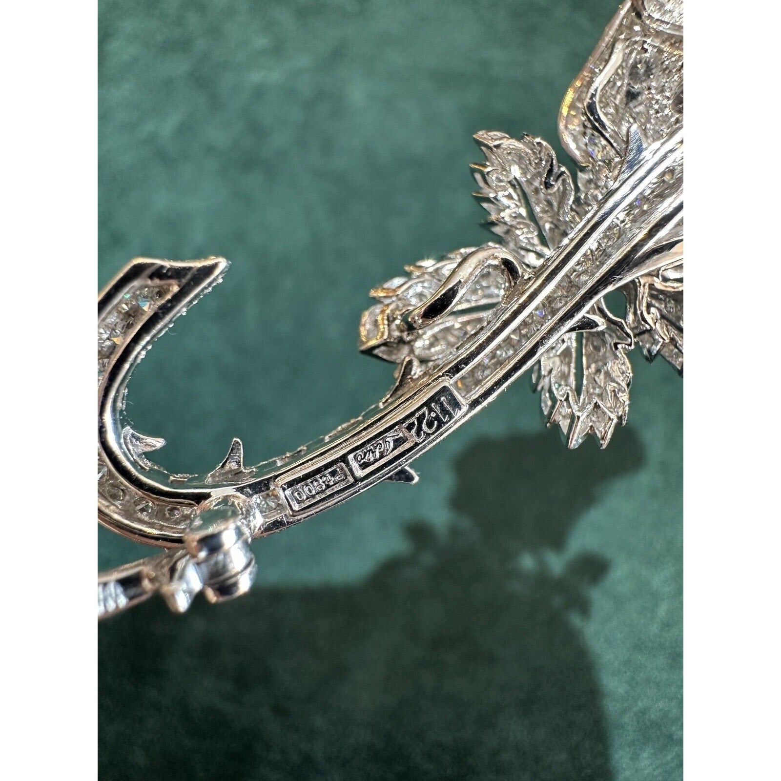 Large Pave Diamond Rose Pin/Brooch 11.22 cttw in Platinum