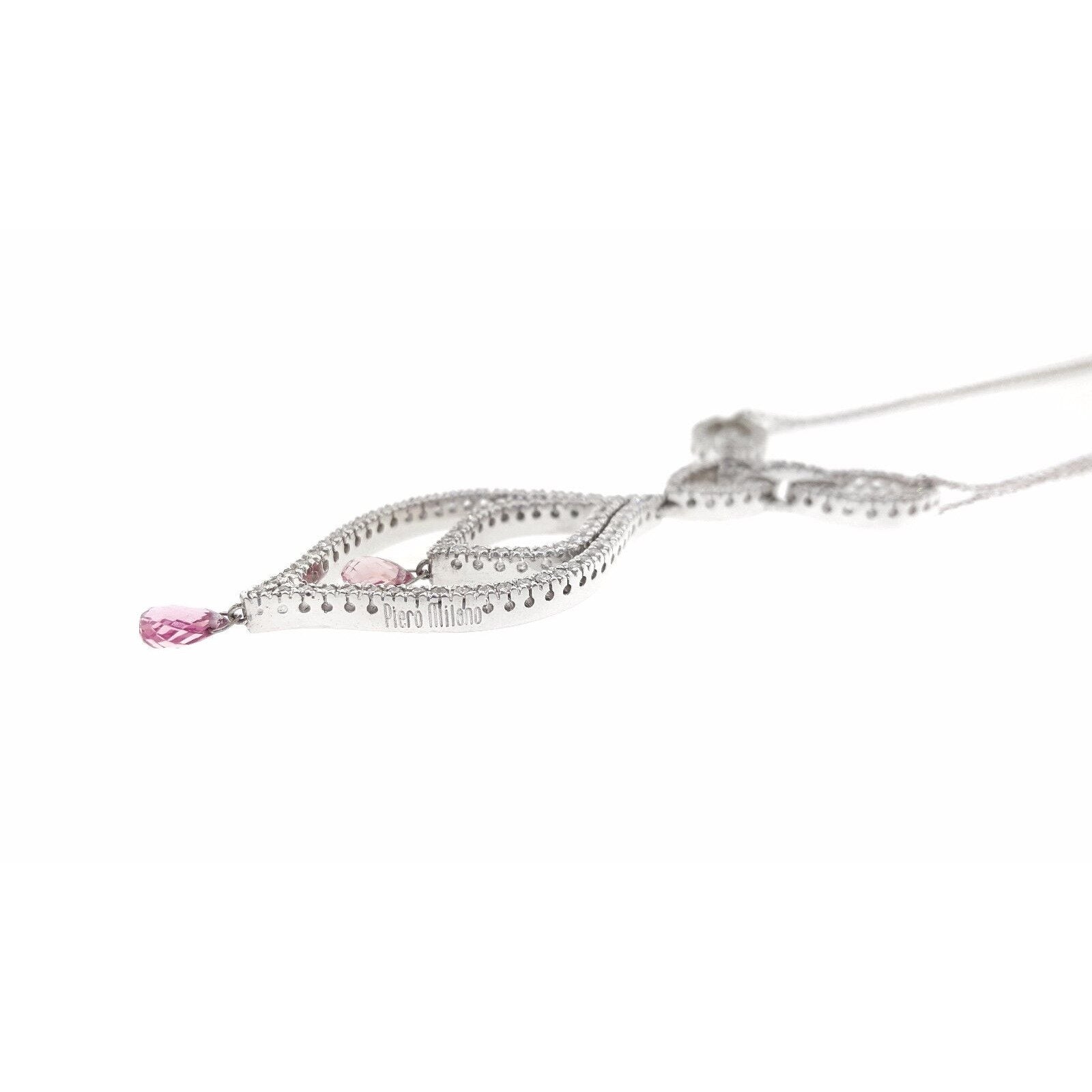 Piero Milano Sapphire and ds Diamond Drop Necklace 18k White Gold