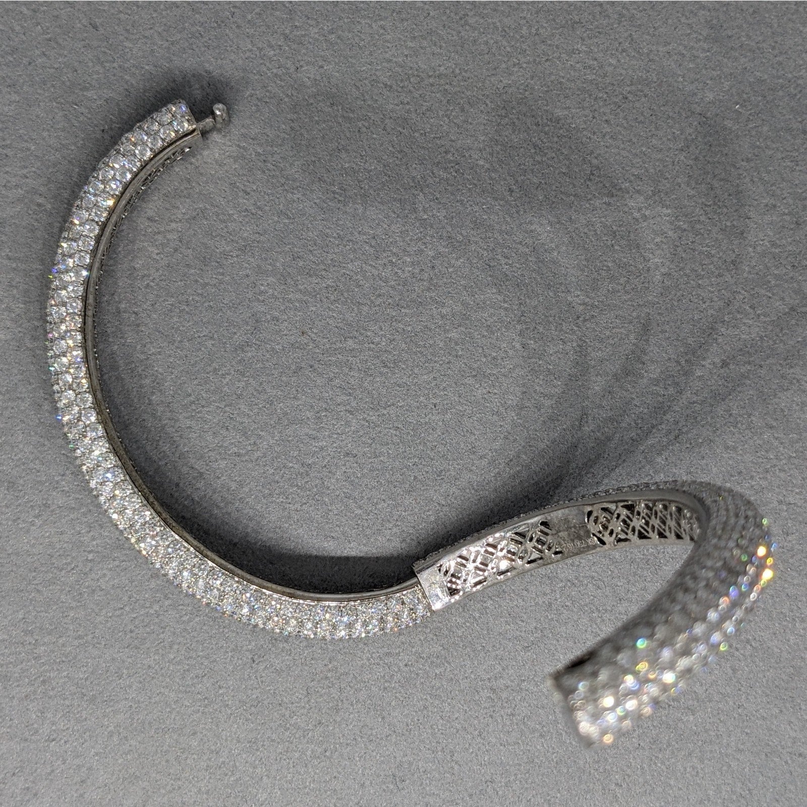 Natural Diamond Pave Bangle Bracelet 16.23 cttw in 18k White Gold