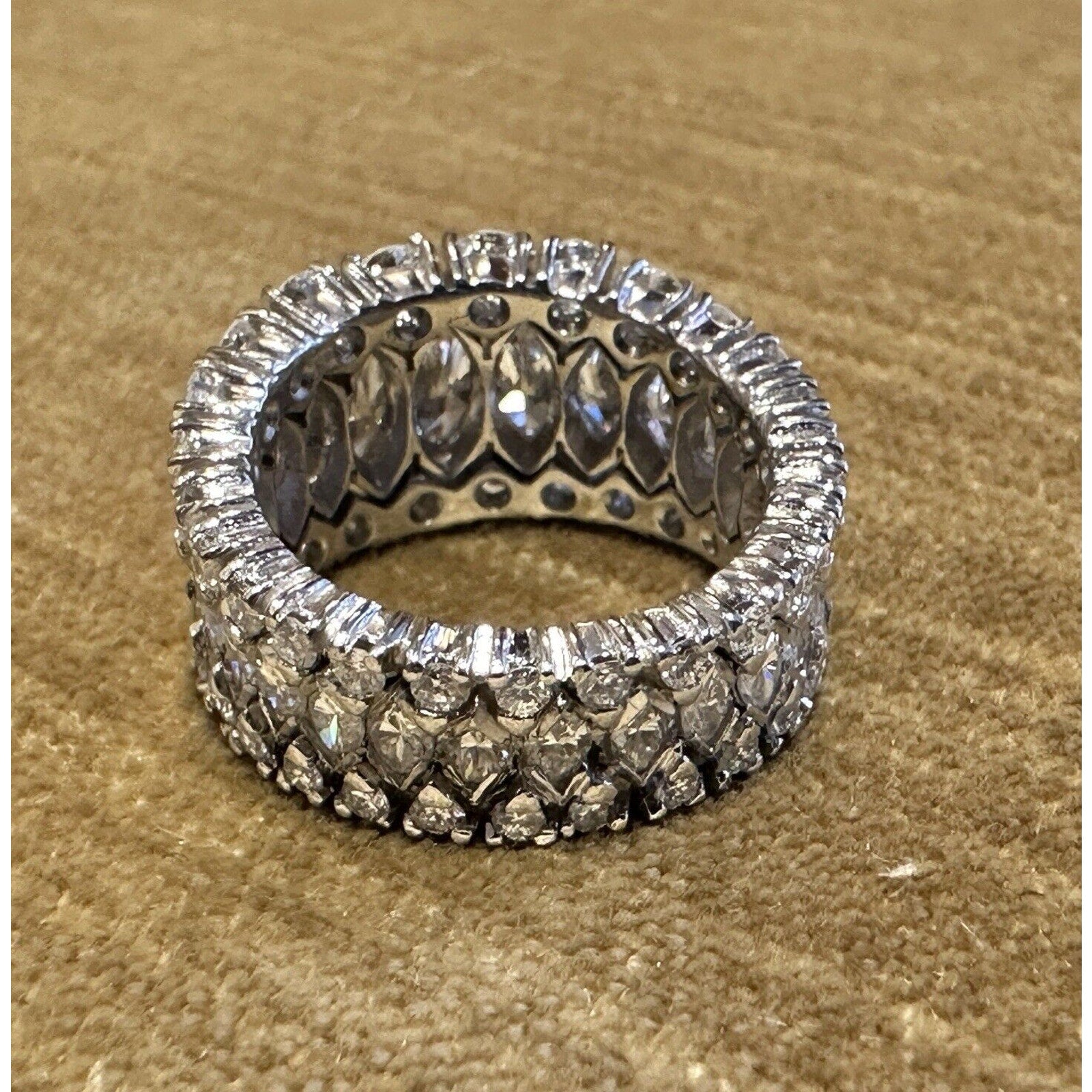 Graduated Marquise & Round Diamond Band Ring in Platinum