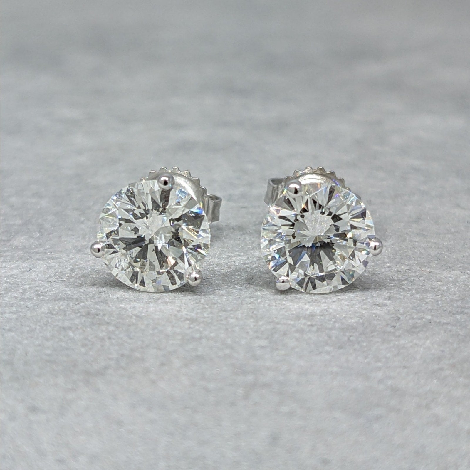 Natural Round Diamond Stud Earrings 4.07 cttw in 18k/14k White Gold