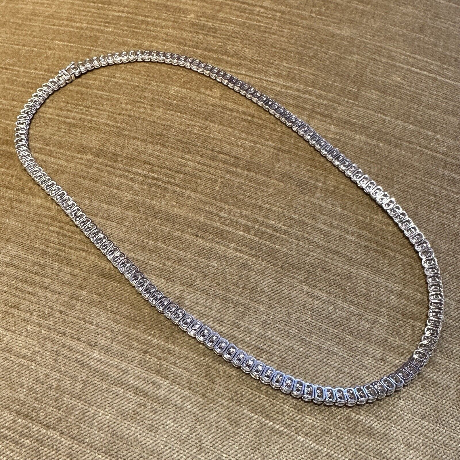 Natural Round Diamond Tennis Necklace 10.00 carat total weight in 18k White Gold