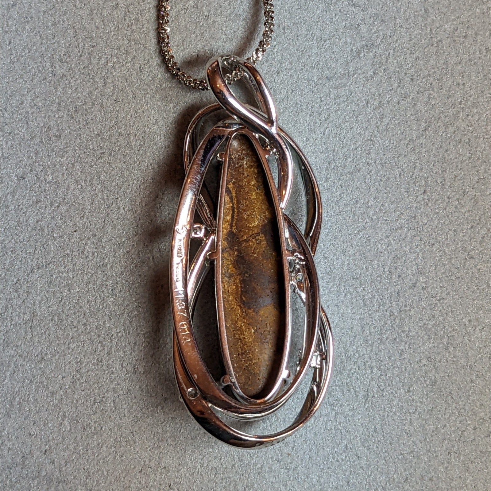 Boulder Opal and Diamond Pendant Necklace in Platinum & 18k White Gold