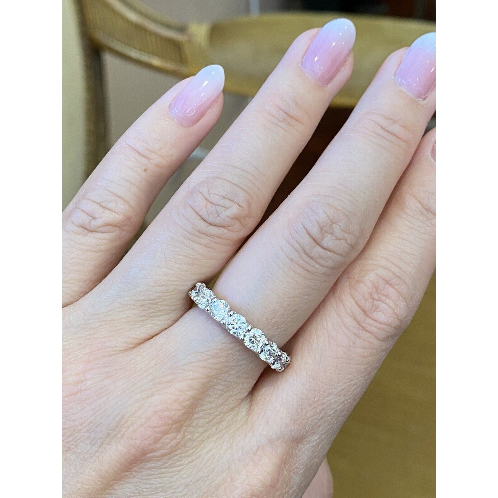Round Diamond U-Shaped Shared Prong Eternity Band 4cttw 18k White Gold -HM2344BA