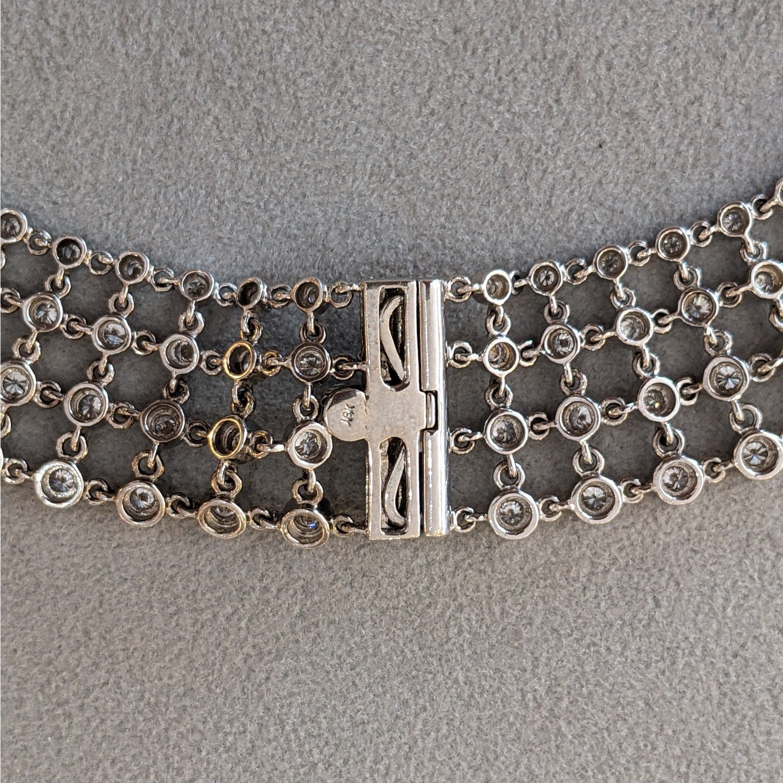 Wide Openwork Collar Diamond Necklace in 18k White Gold