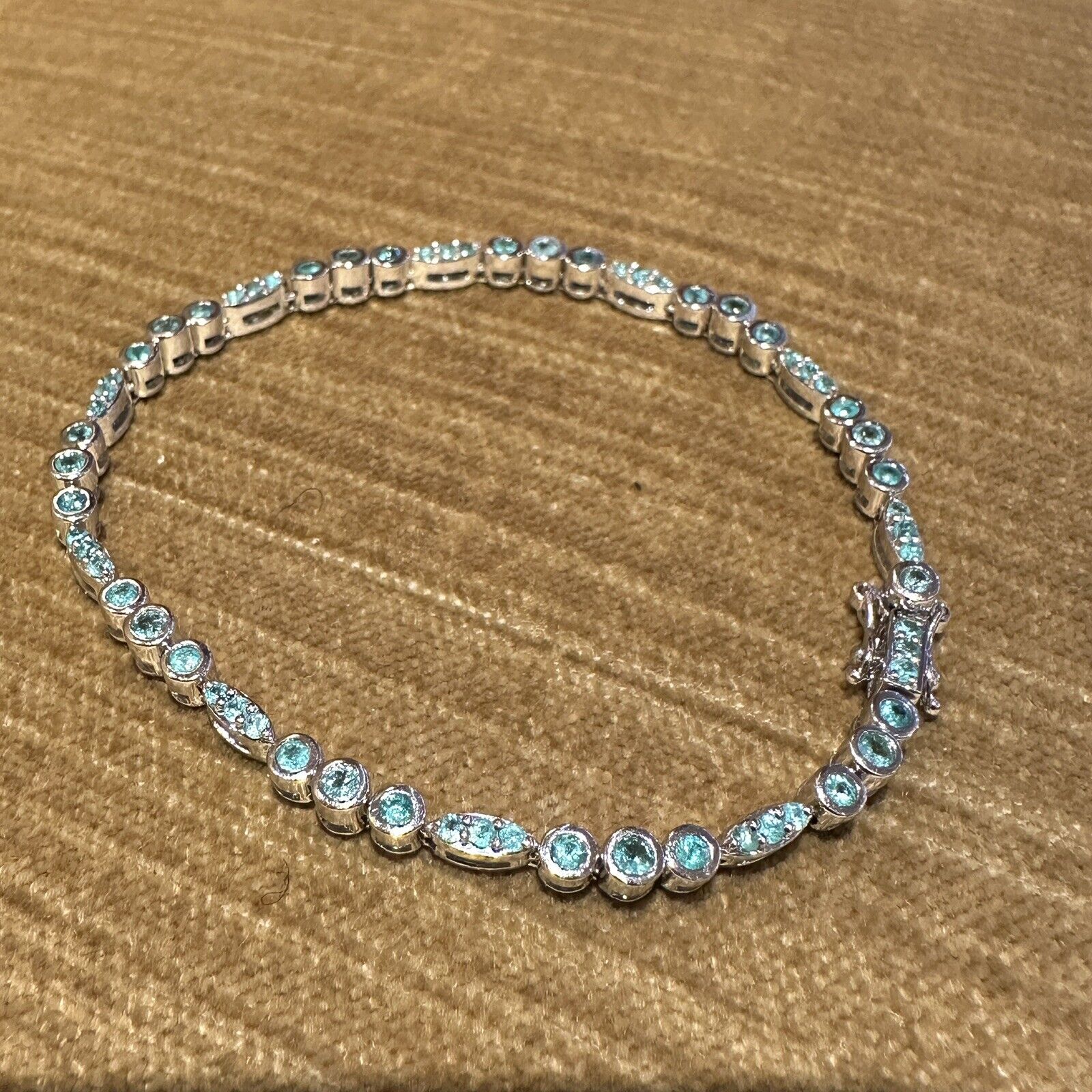 Natural Paraiba Tourmaline Tennis Bracelet in 18k White Gold - HM2666SN
