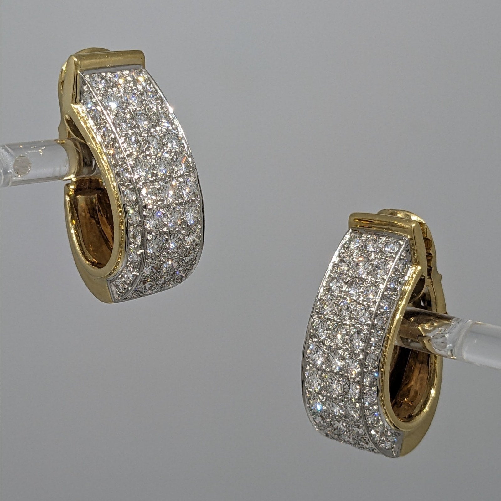 Natural Diamond Wide Pave Hoop Earrings in 18k Yellow/White Gold