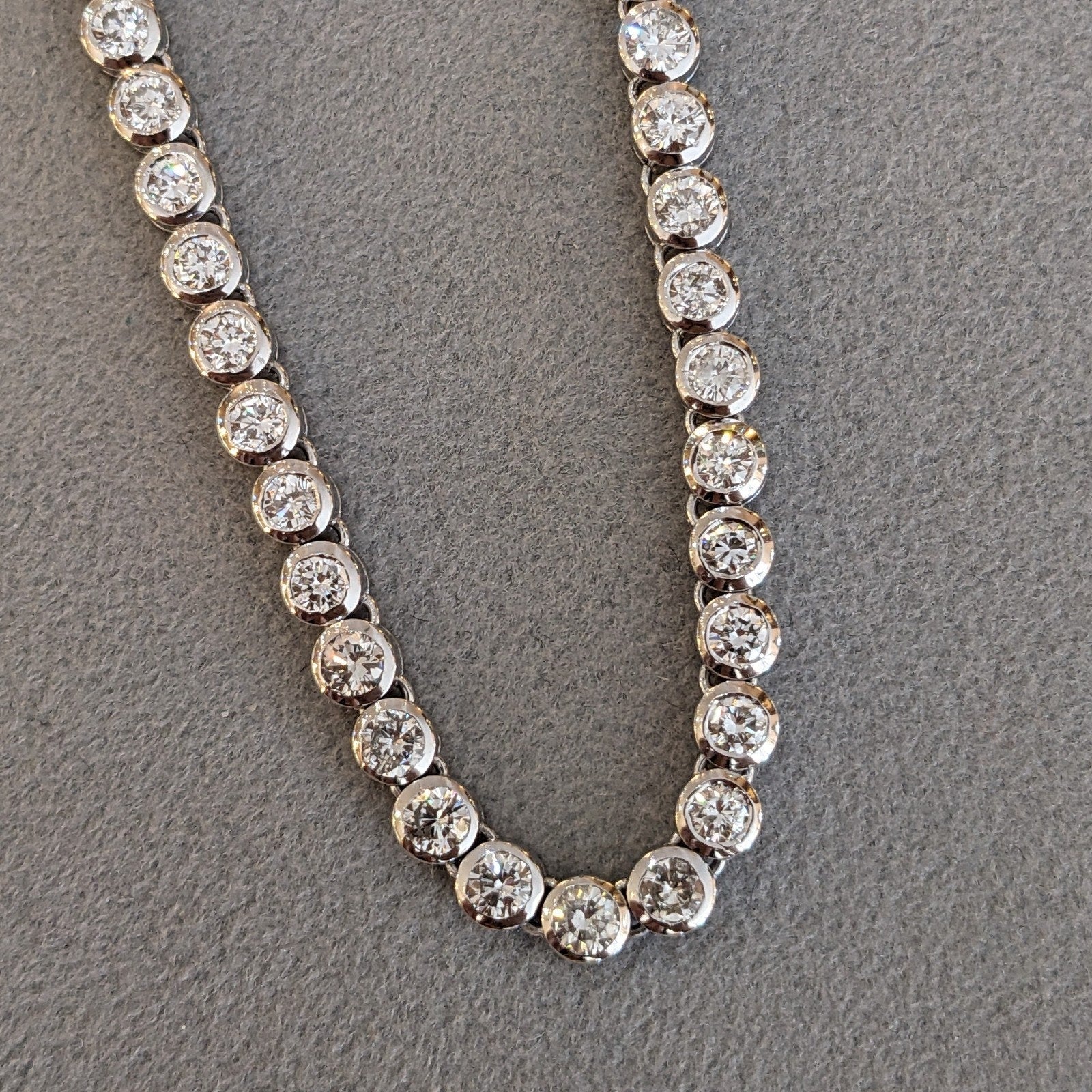 10.00 cttw Bezel-Set Natural Diamond Tennis Necklace in Platinum 16 in
