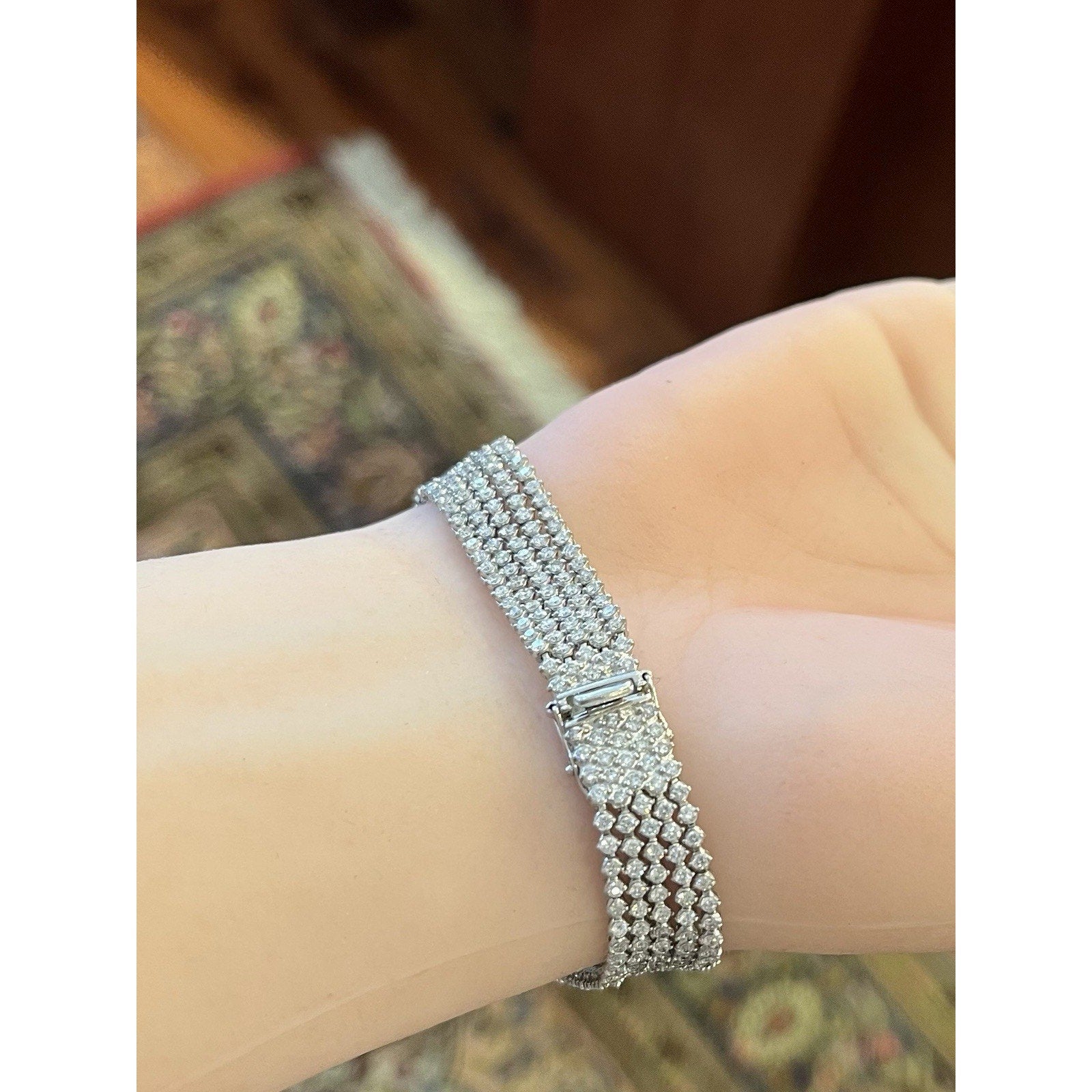 Five Strand Round Diamond Tennis Bracelet 5.00 cttw in Platinum