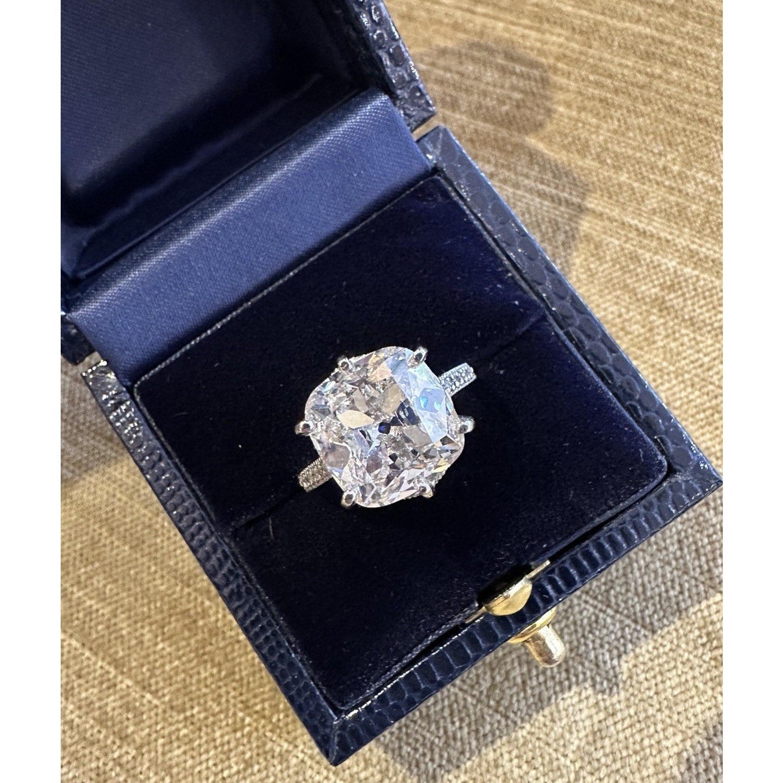 GIA 6.02 ct Natural Old Mine Brilliant Cut Diamond Ring in Platinum - HMC300ZEs