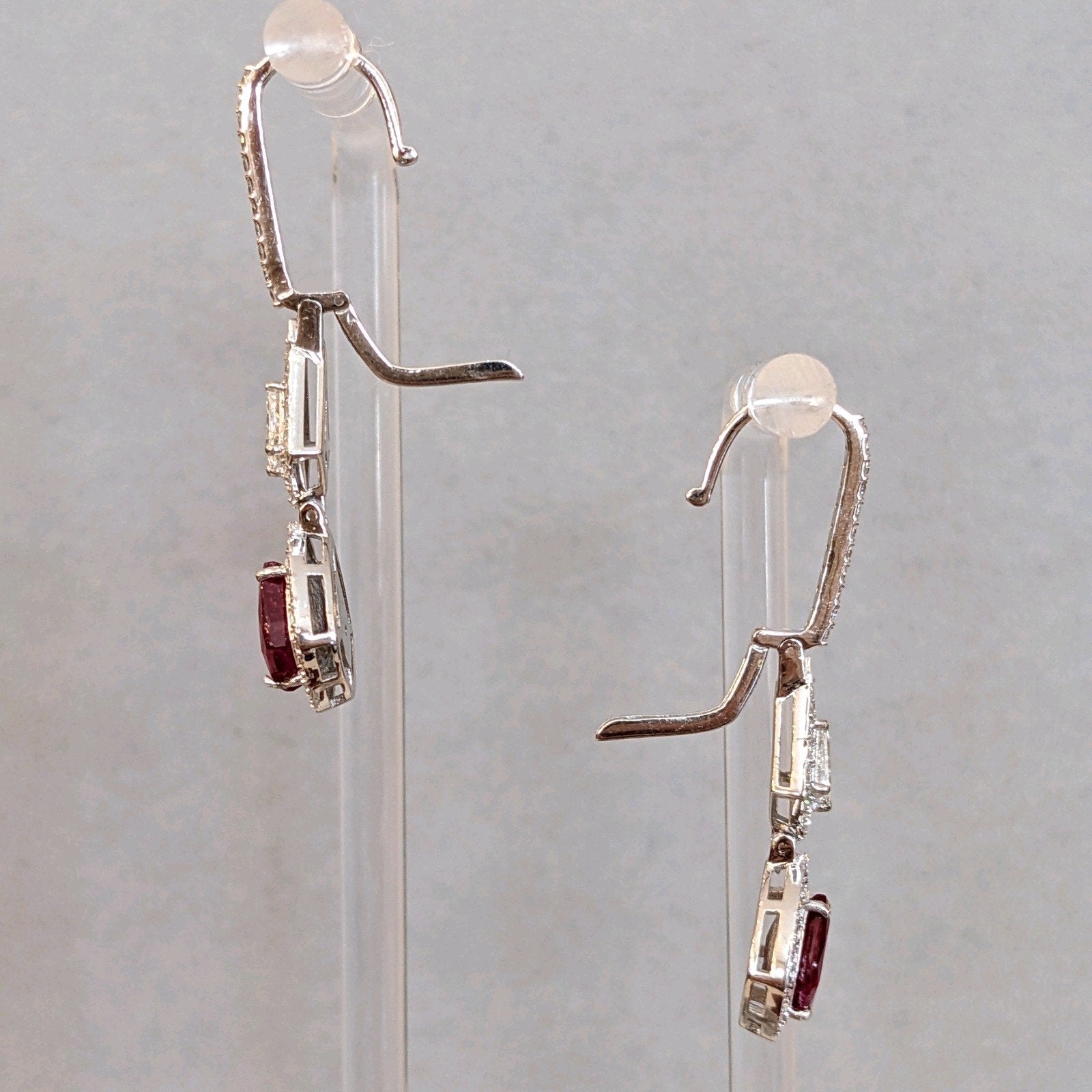Ruby and Diamond Drop Earrings in 18k White Gold